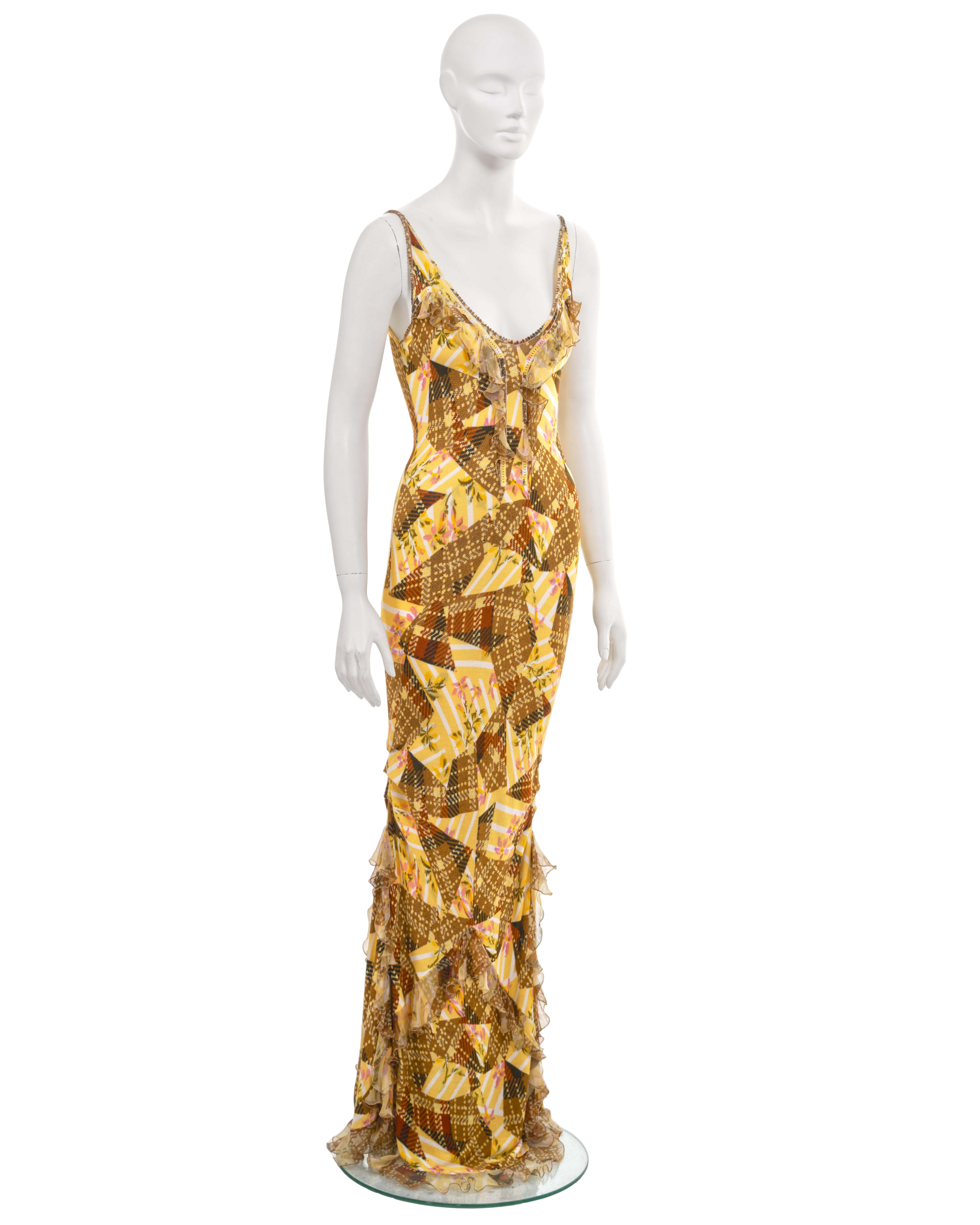 Women's John Galliano knit jersey maxi dress with patchwork motif, fw 2004 For Sale