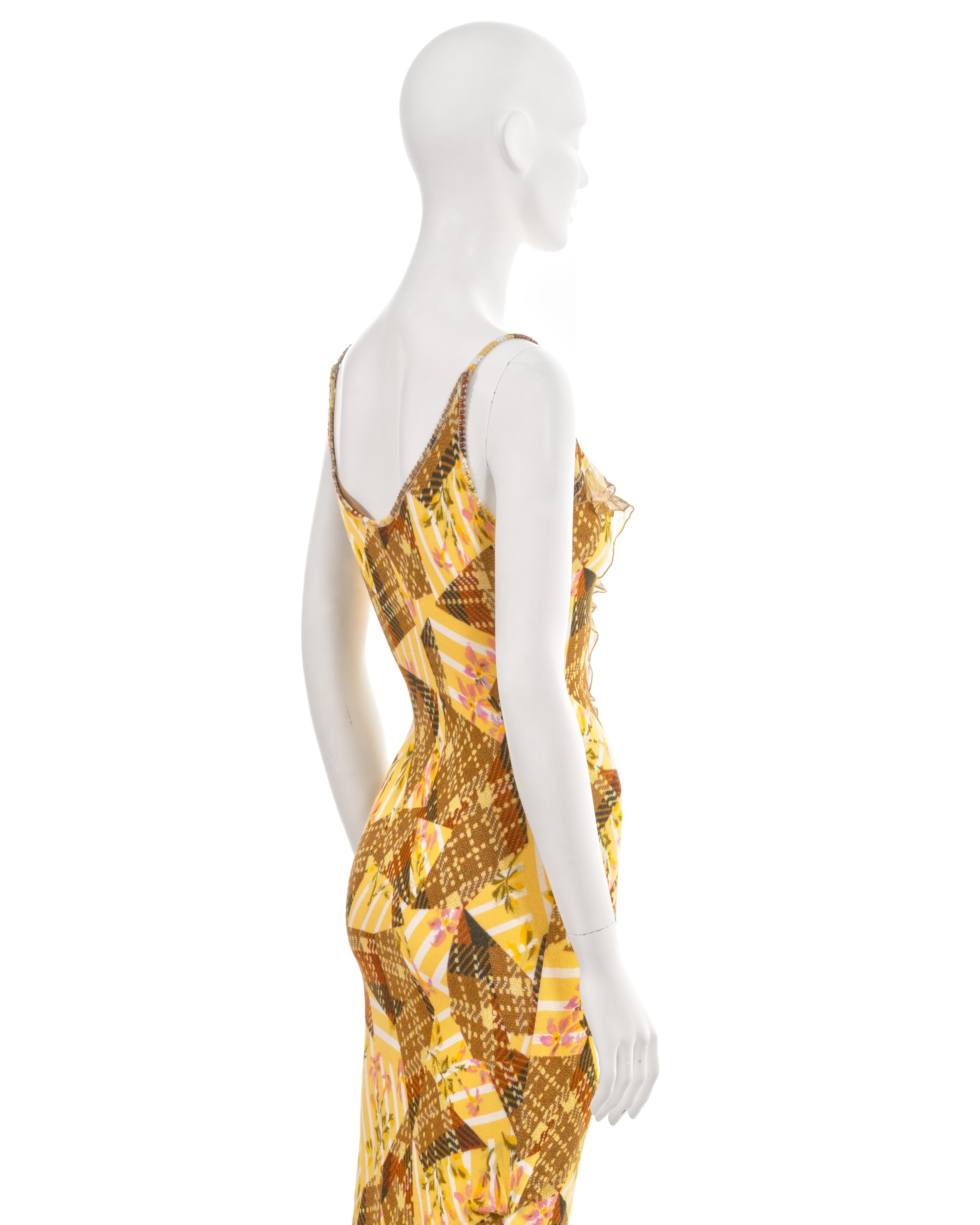 John Galliano knit jersey maxi dress with patchwork motif, fw 2004 For Sale 4