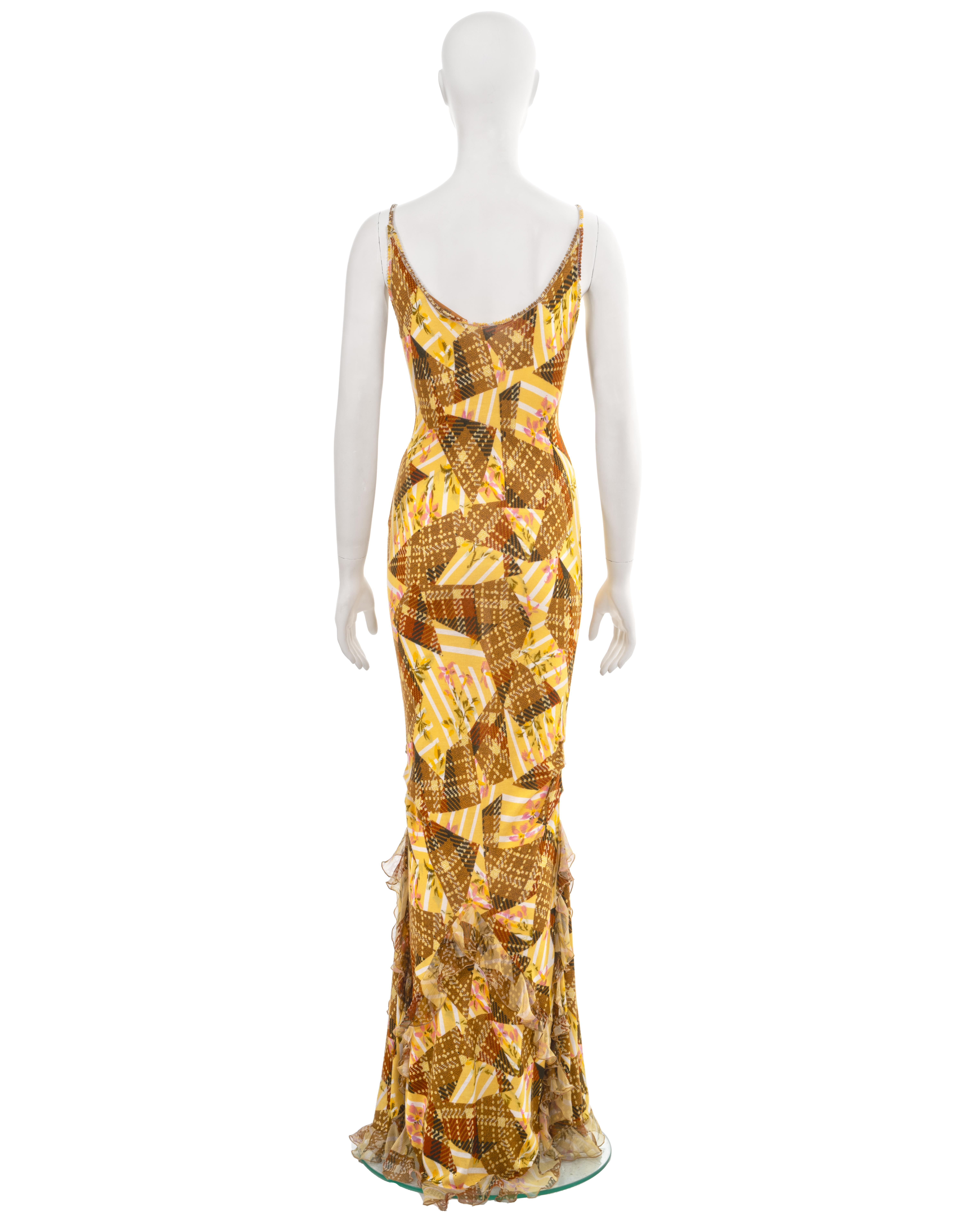 John Galliano knit jersey maxi dress with patchwork motif, fw 2004 For Sale 5