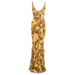 John Galliano - Robe longue en jersey tricoté avec motif patchwork, automne-hiver 2004