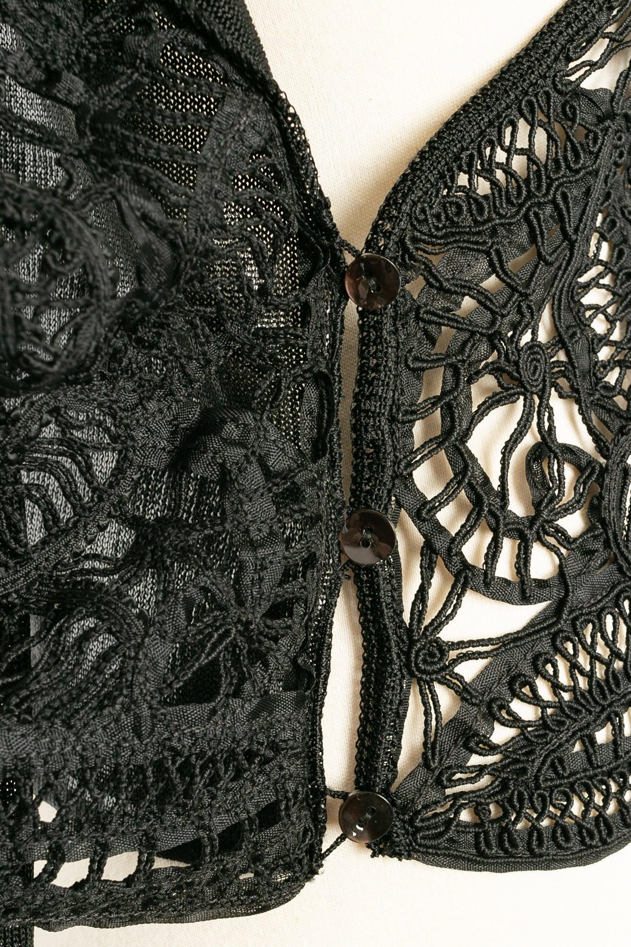John Galliano Knit Wrap Top in Lace-Like Crochet For Sale 2