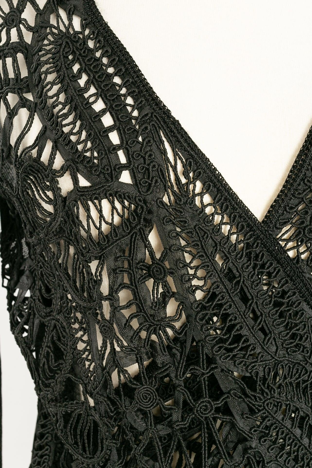 John Galliano Knit Wrap Top in Lace-Like Crochet For Sale 3