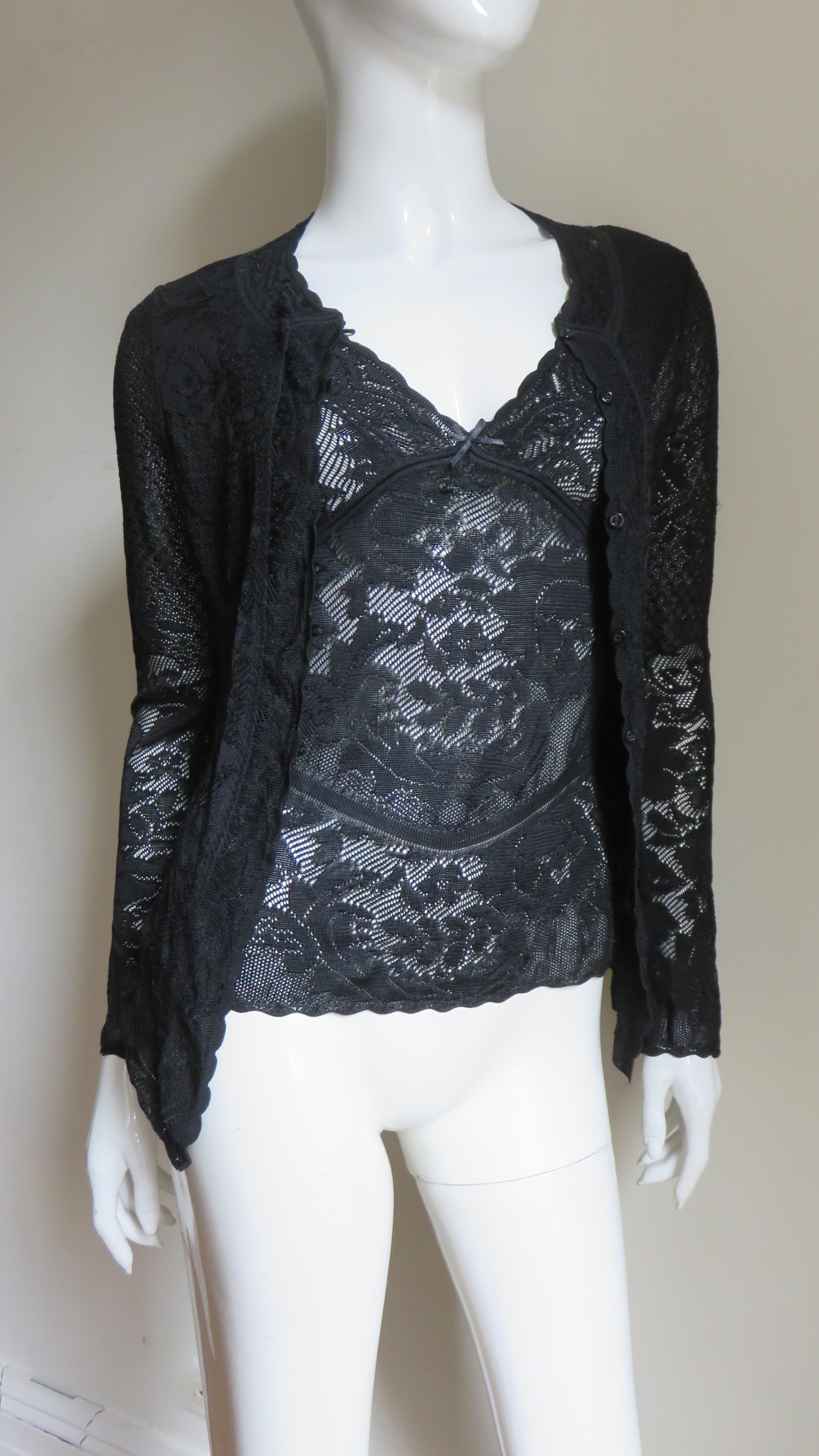 John Galliano Lace Cardigan and 2 Camisoles Set For Sale 4
