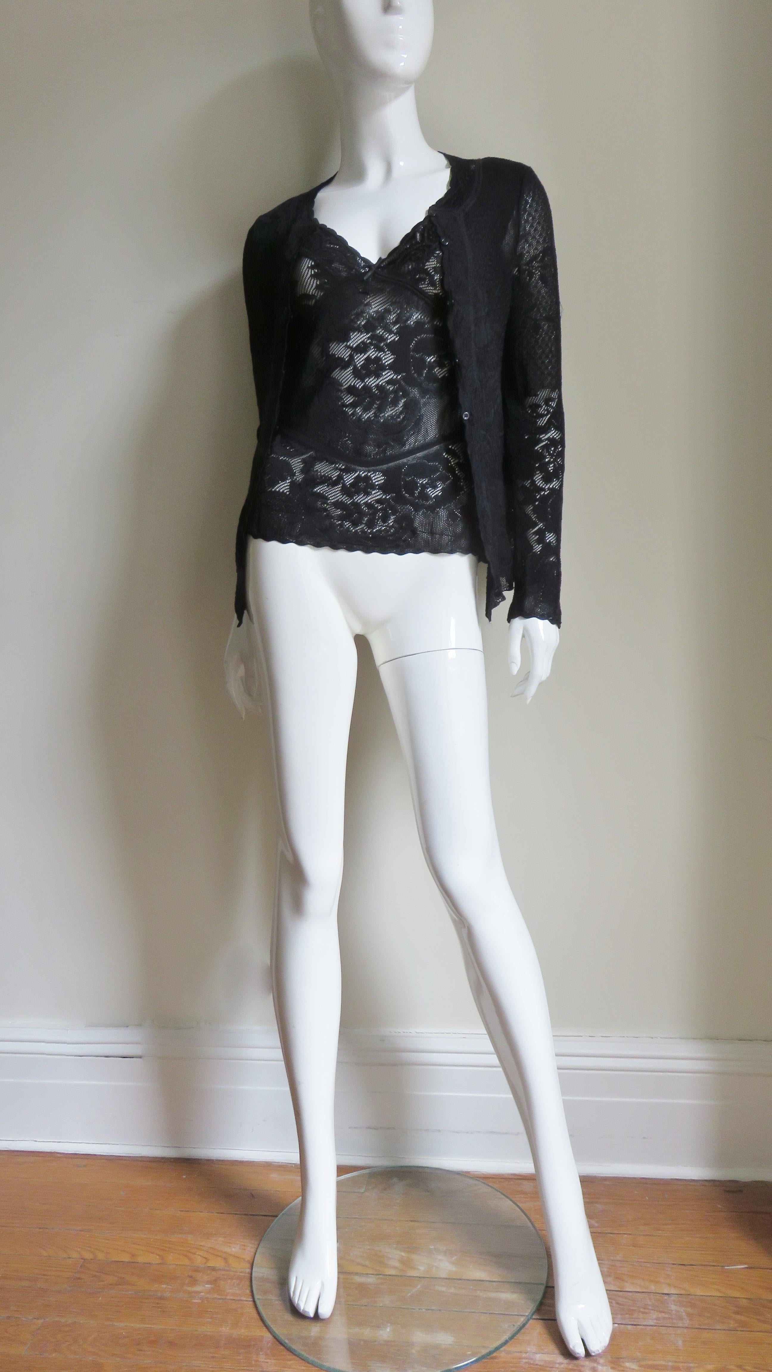 John Galliano Lace Cardigan and 2 Camisoles Set For Sale 6