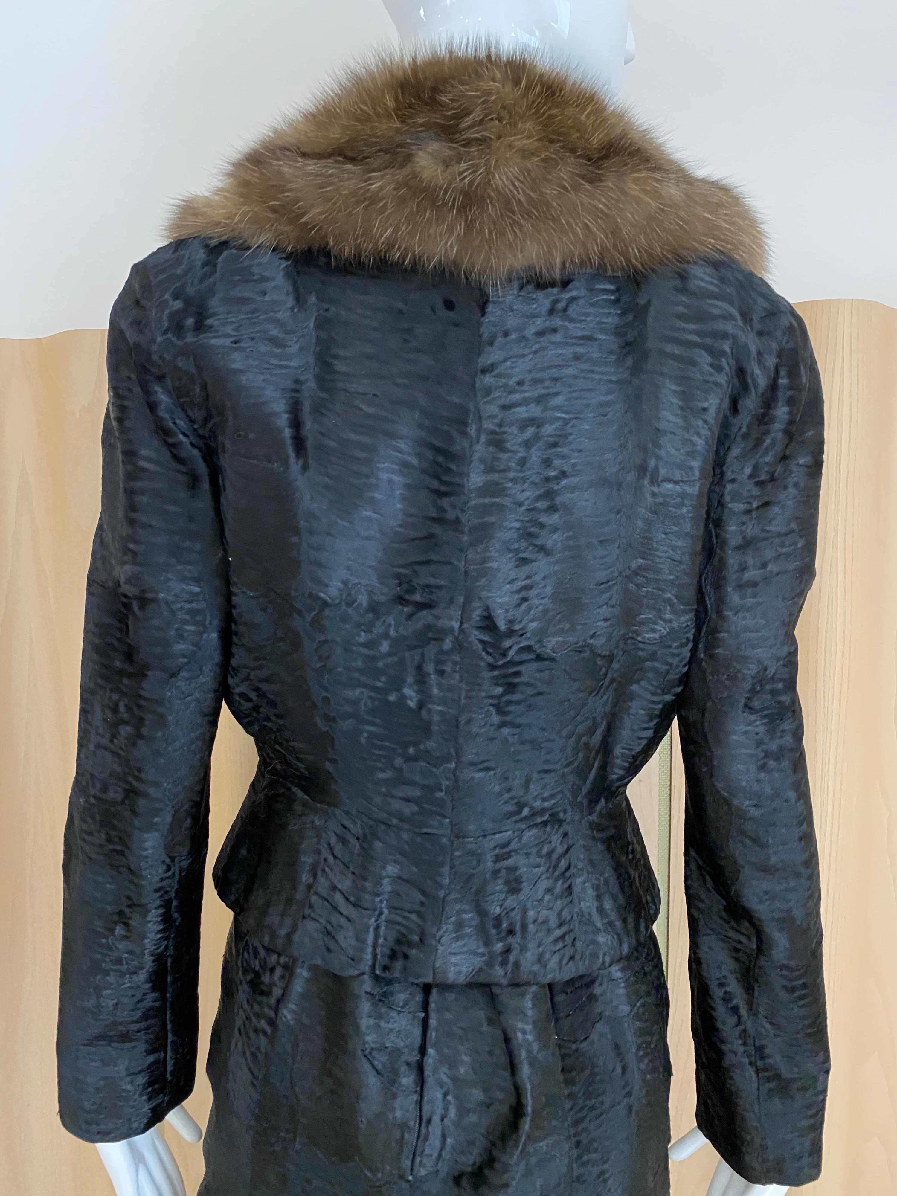 John Galliano Lamb Fur  and sable collar Fitted Jacket and Shift Dress Set 1