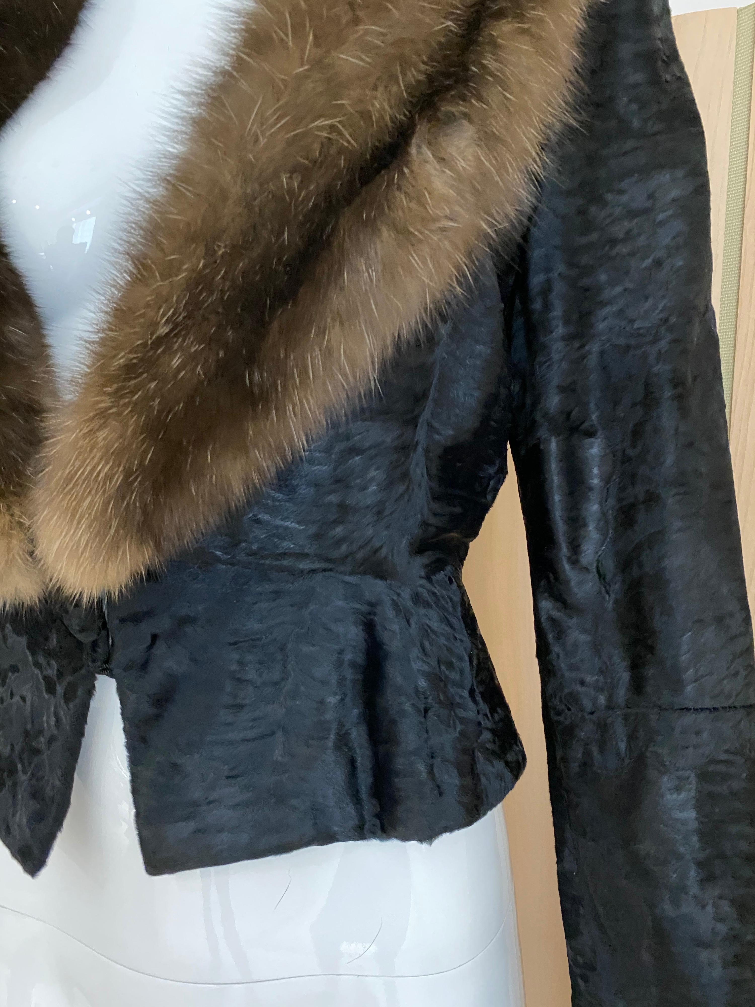 John Galliano Lamb Fur  and sable collar Fitted Jacket and Shift Dress Set 3