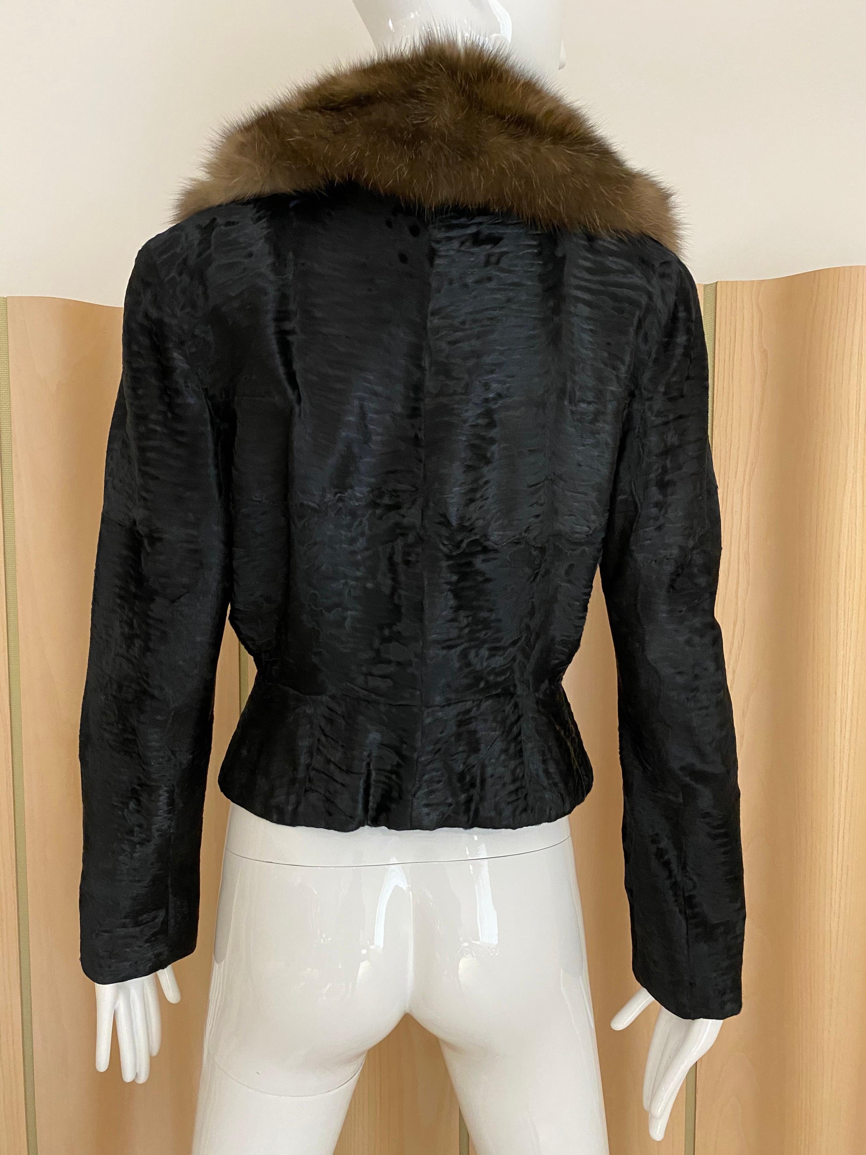 John Galliano Lamb Fur  and sable collar Fitted Jacket and Shift Dress Set 4