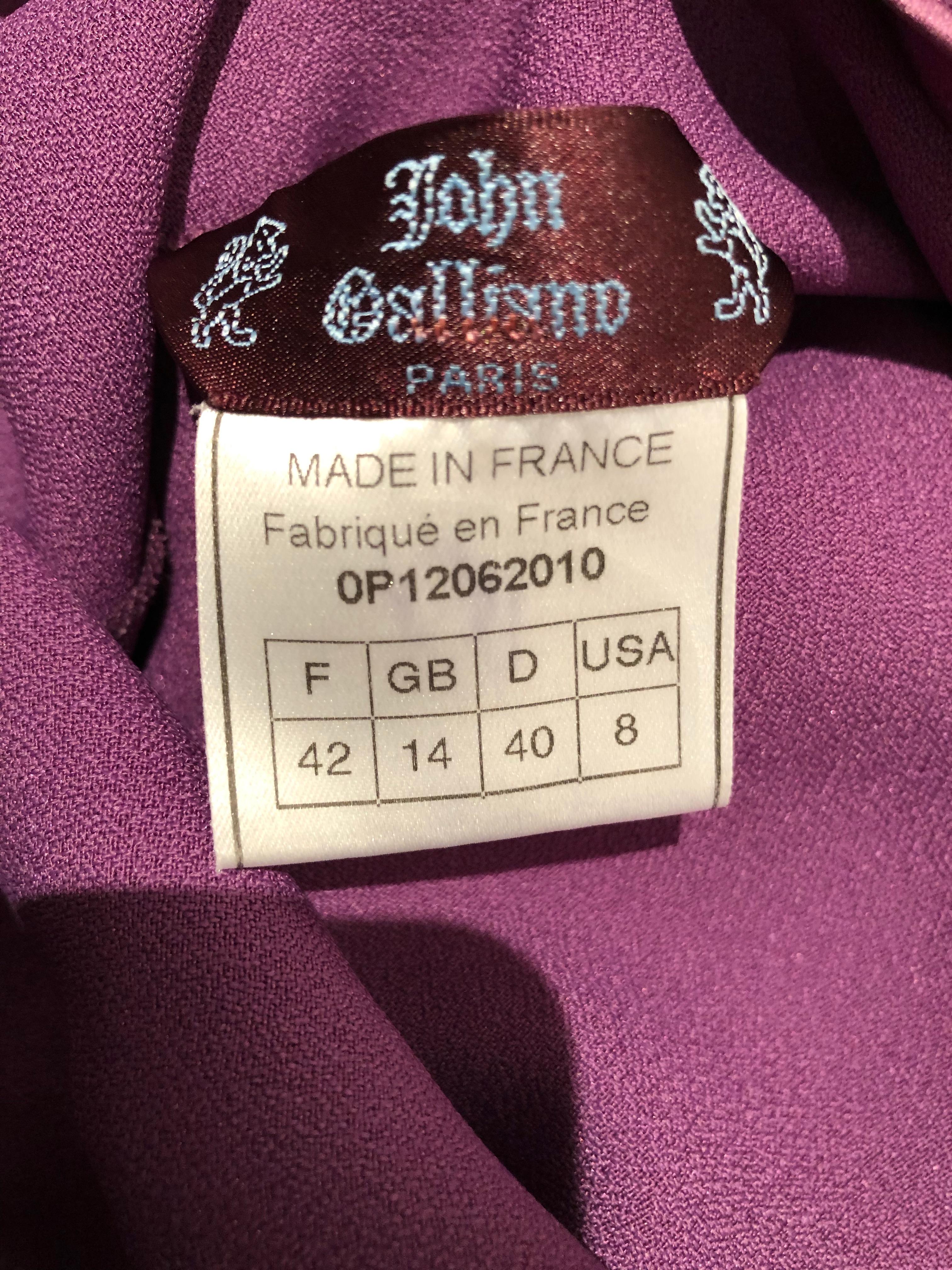 John Galliano Late 90's Luscious Rich Purple Bias Cut Evening Dress Size 42 3