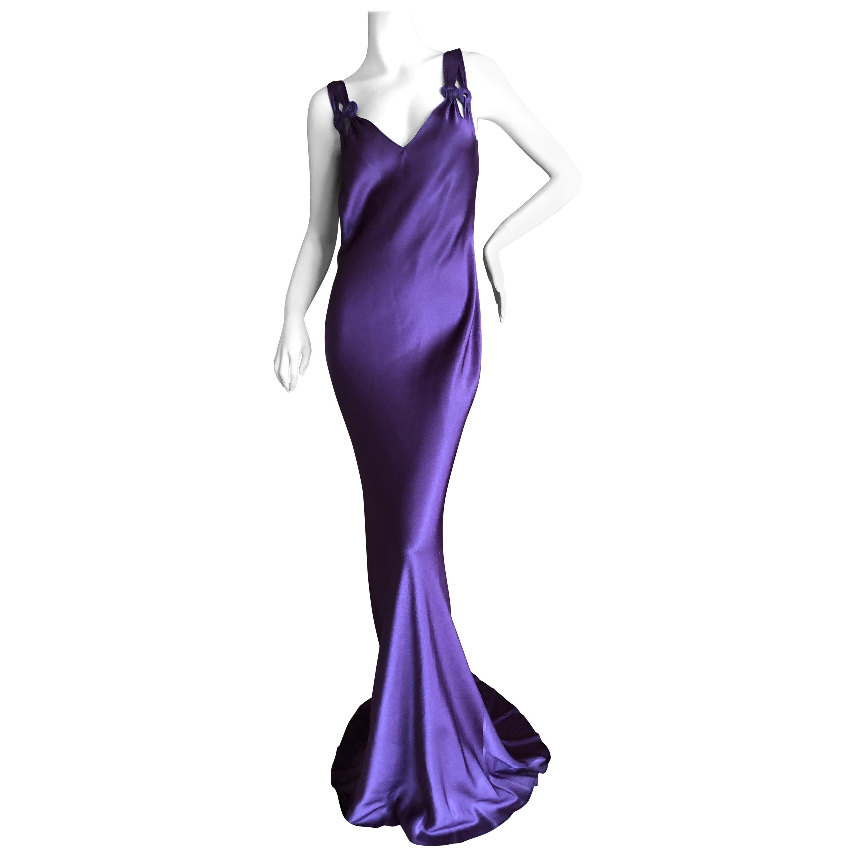 John Galliano Late 90's Luscious Rich Purple Bias Cut Evening Dress Size 42  at 1stDibs