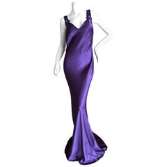 John Galliano Late 90's Luscious Rich Purple Bias Cut Evening Dress Size 42