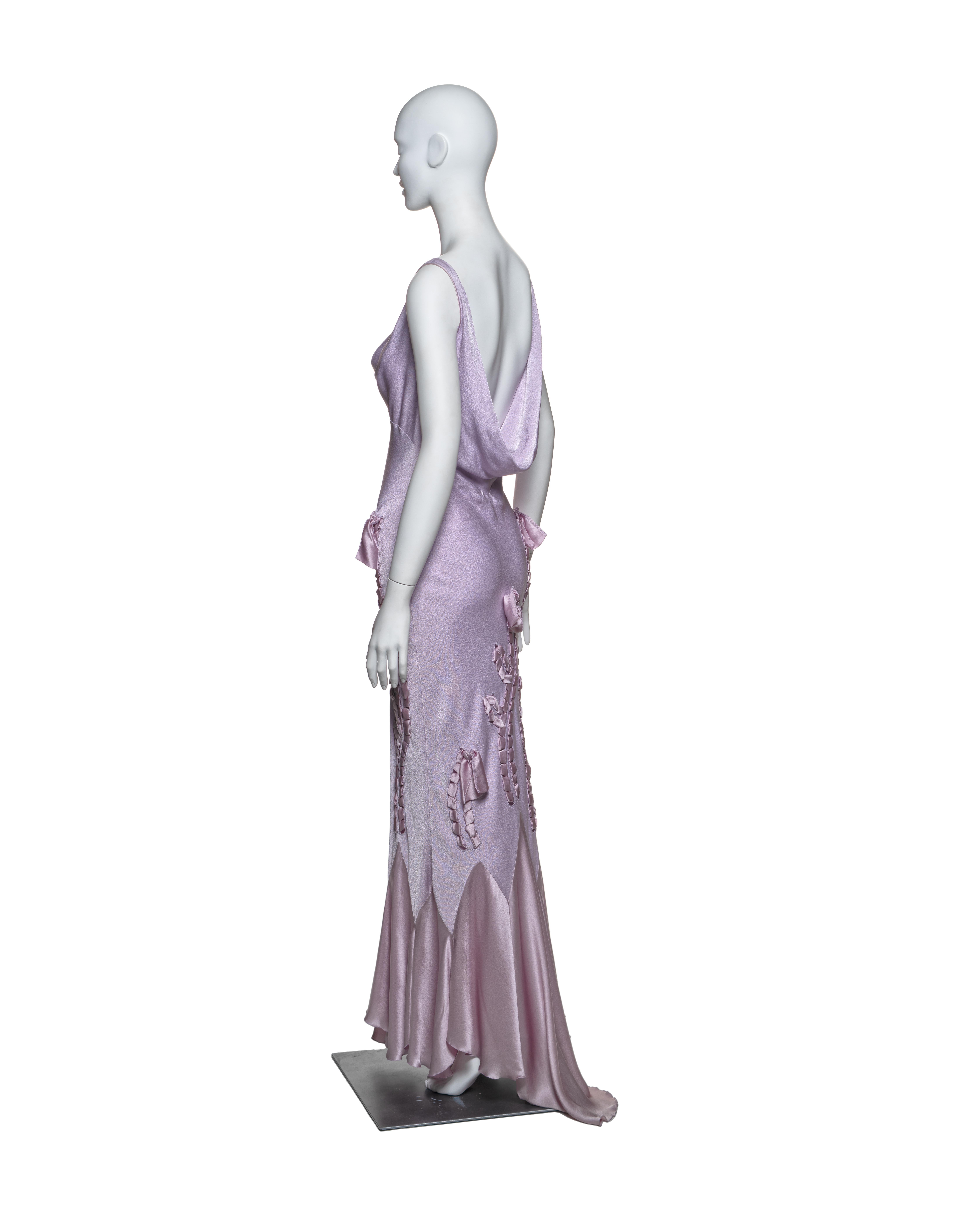 John Galliano Lavender Bias-Cut Dress with Ribbon Appliqués and Bows, SS 2004 5