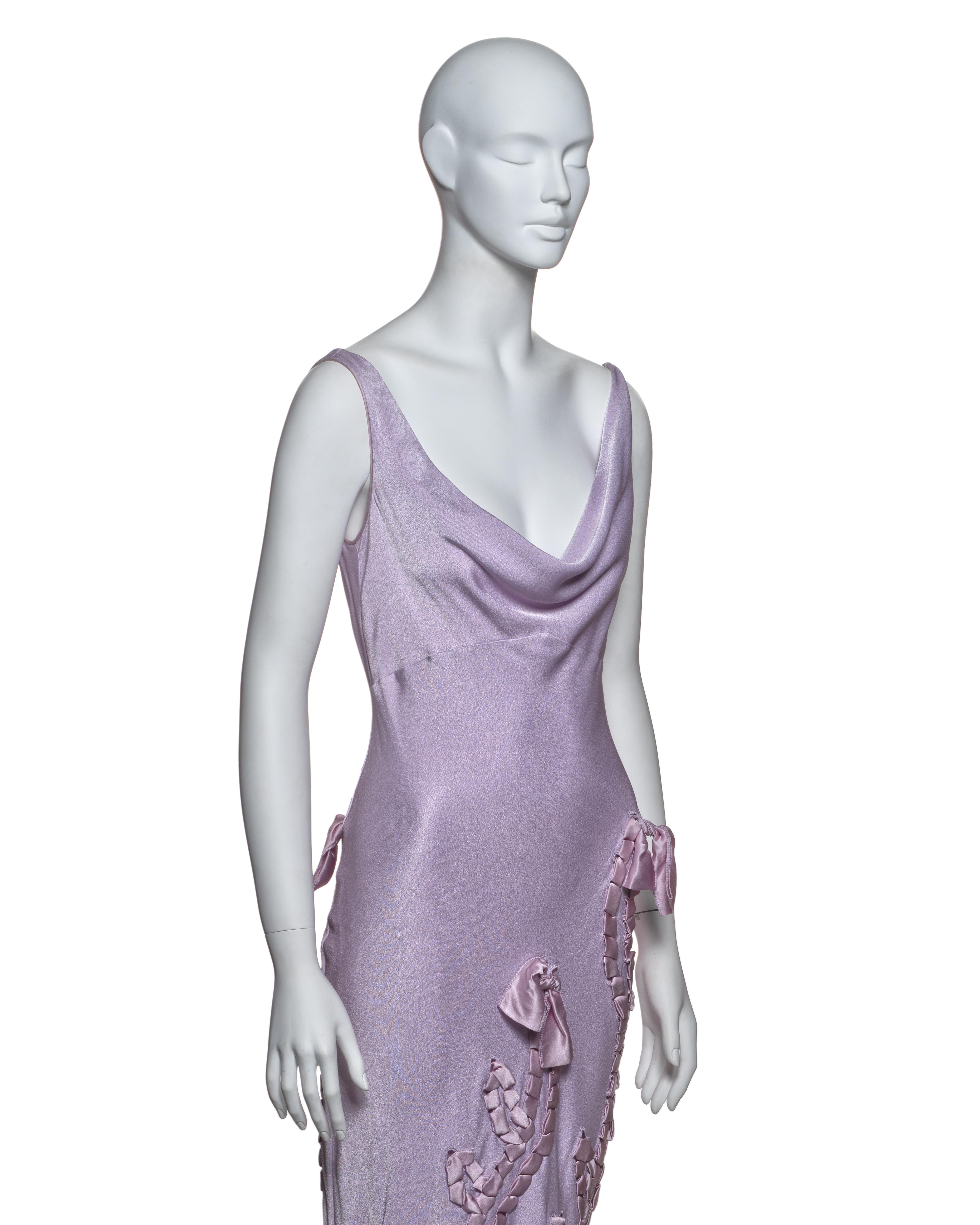 John Galliano Lavender Bias-Cut Dress with Ribbon Appliqués and Bows, SS 2004 1