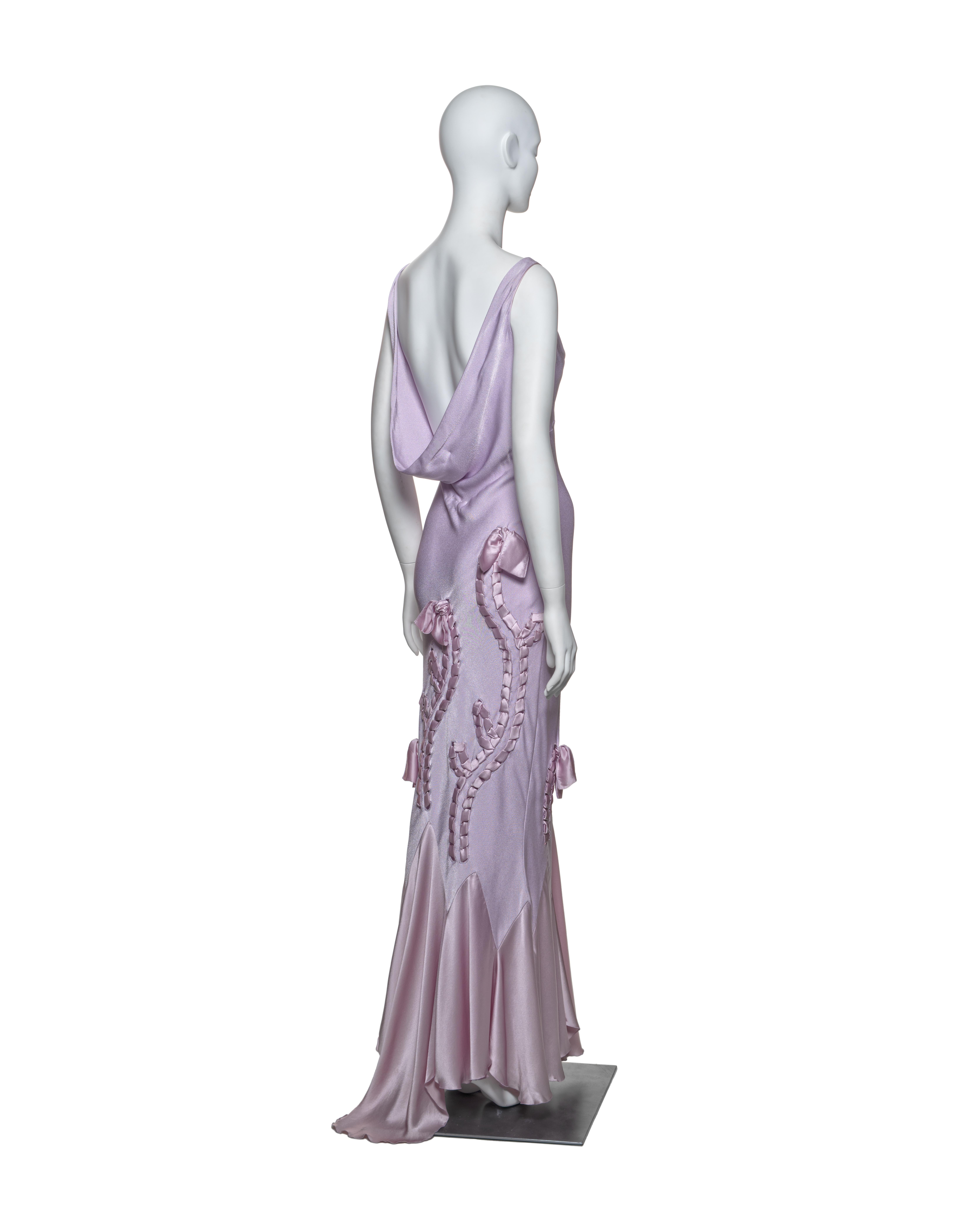 John Galliano Lavender Bias-Cut Dress with Ribbon Appliqués and Bows, SS 2004 2