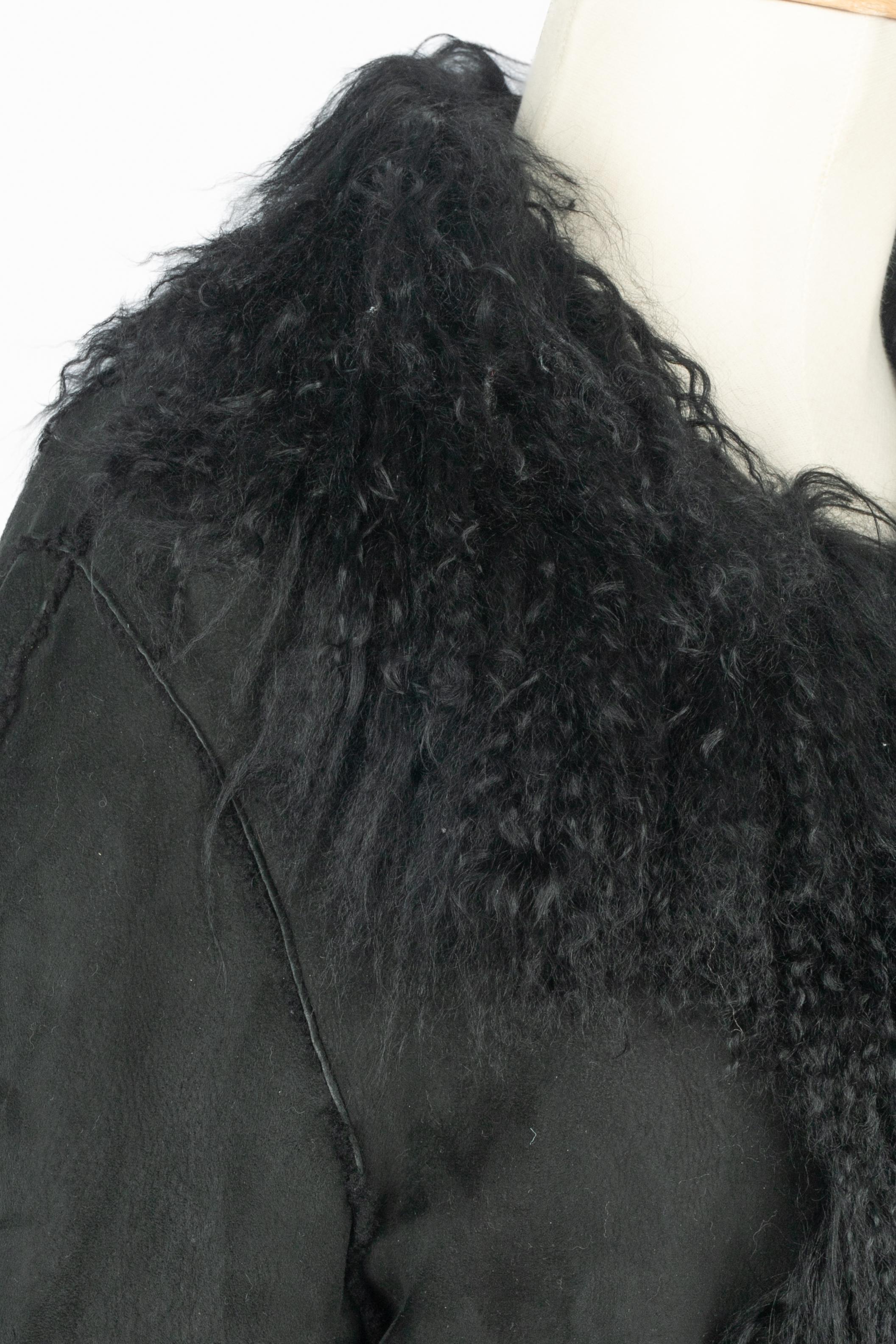 Noir Manteau en cuir John Galliano en vente