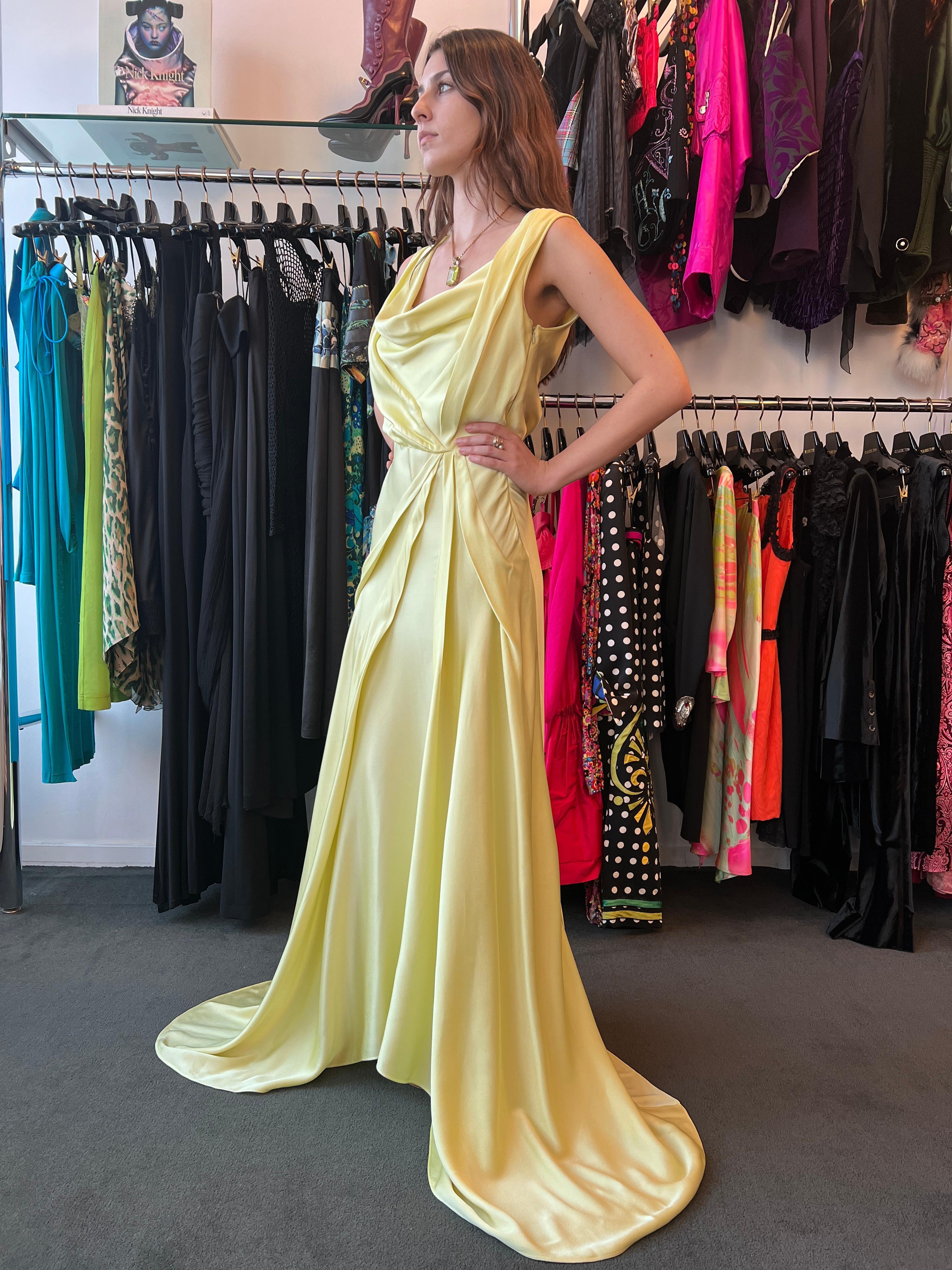 John Galliano Lemon Meringue Satin Evening Gown 2000S 5