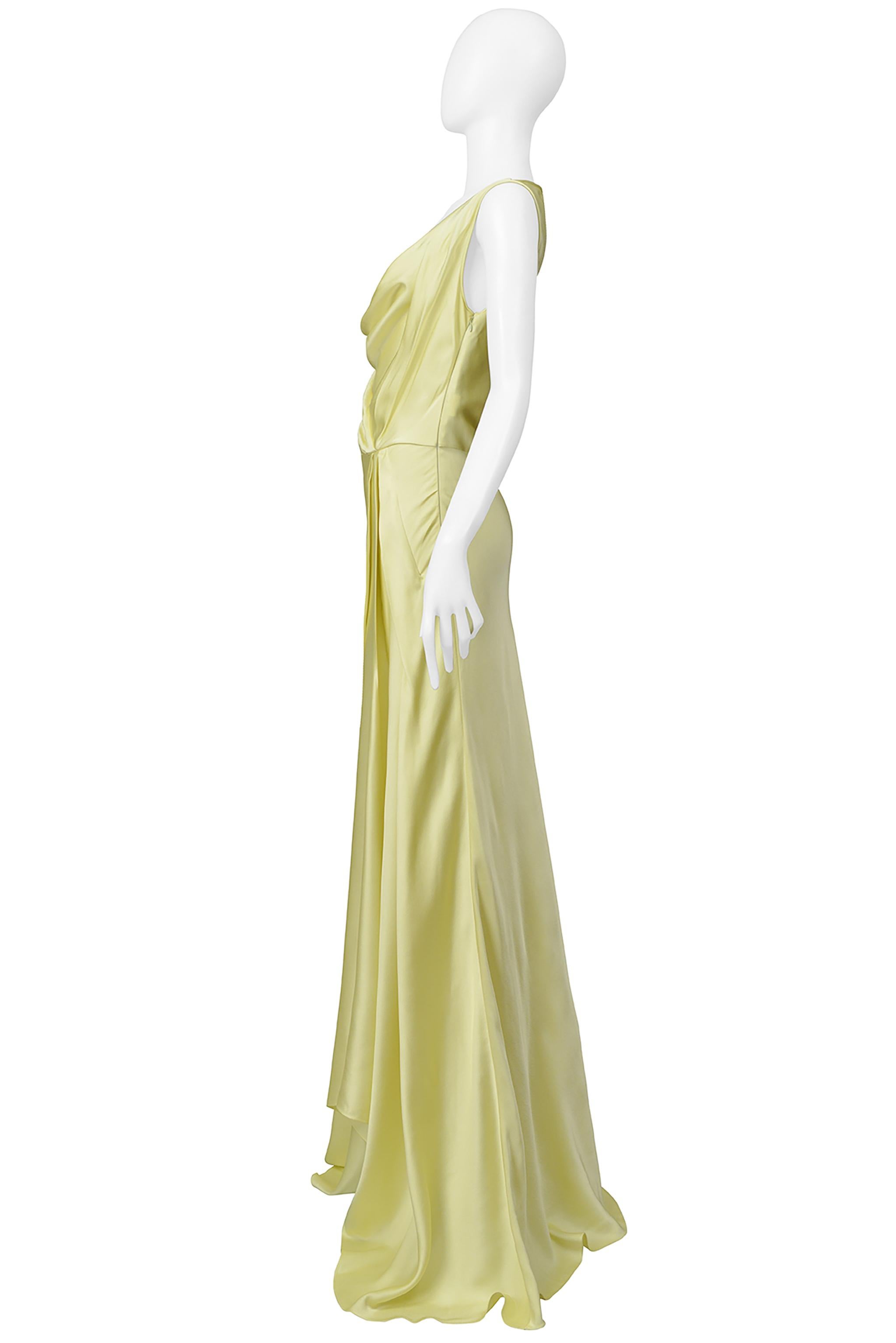 Beige John Galliano Lemon Meringue Satin Evening Gown 2000S