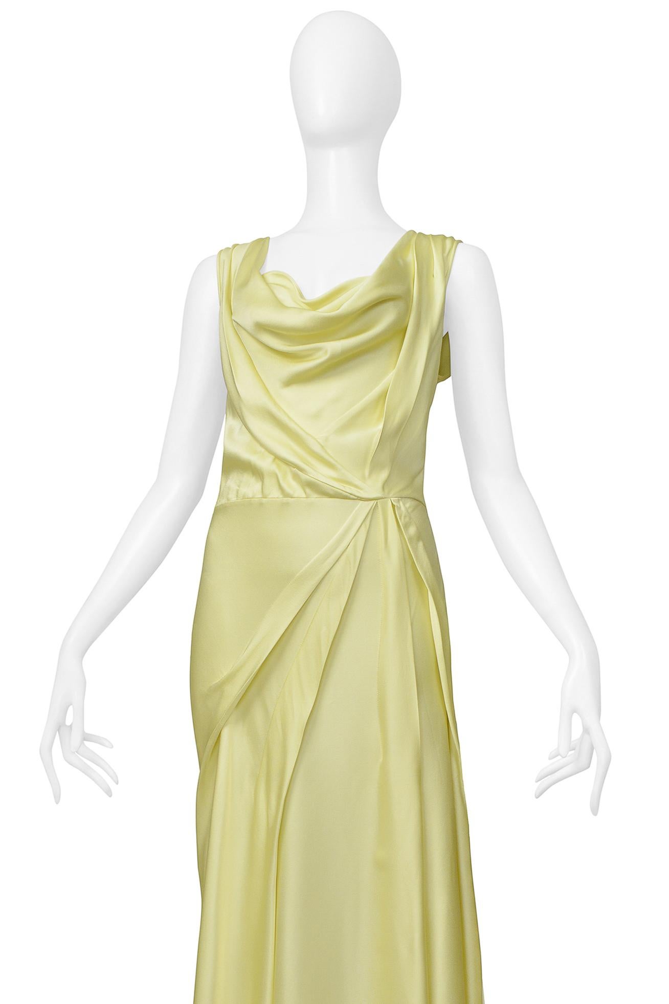 John Galliano Lemon Meringue Satin Evening Gown 2000S In Excellent Condition In Los Angeles, CA