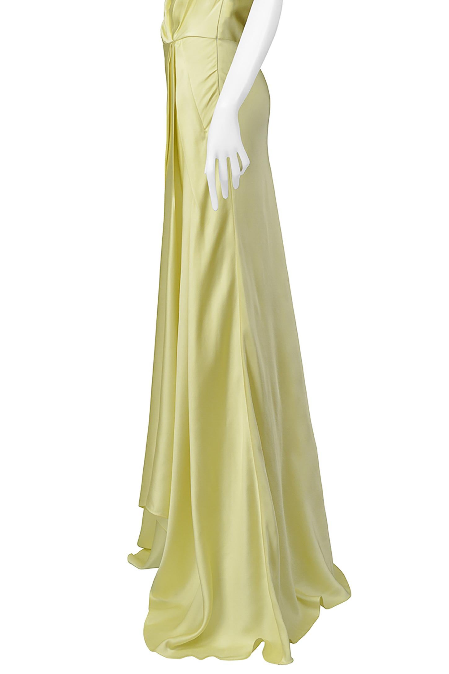 Women's John Galliano Lemon Meringue Satin Evening Gown 2000S