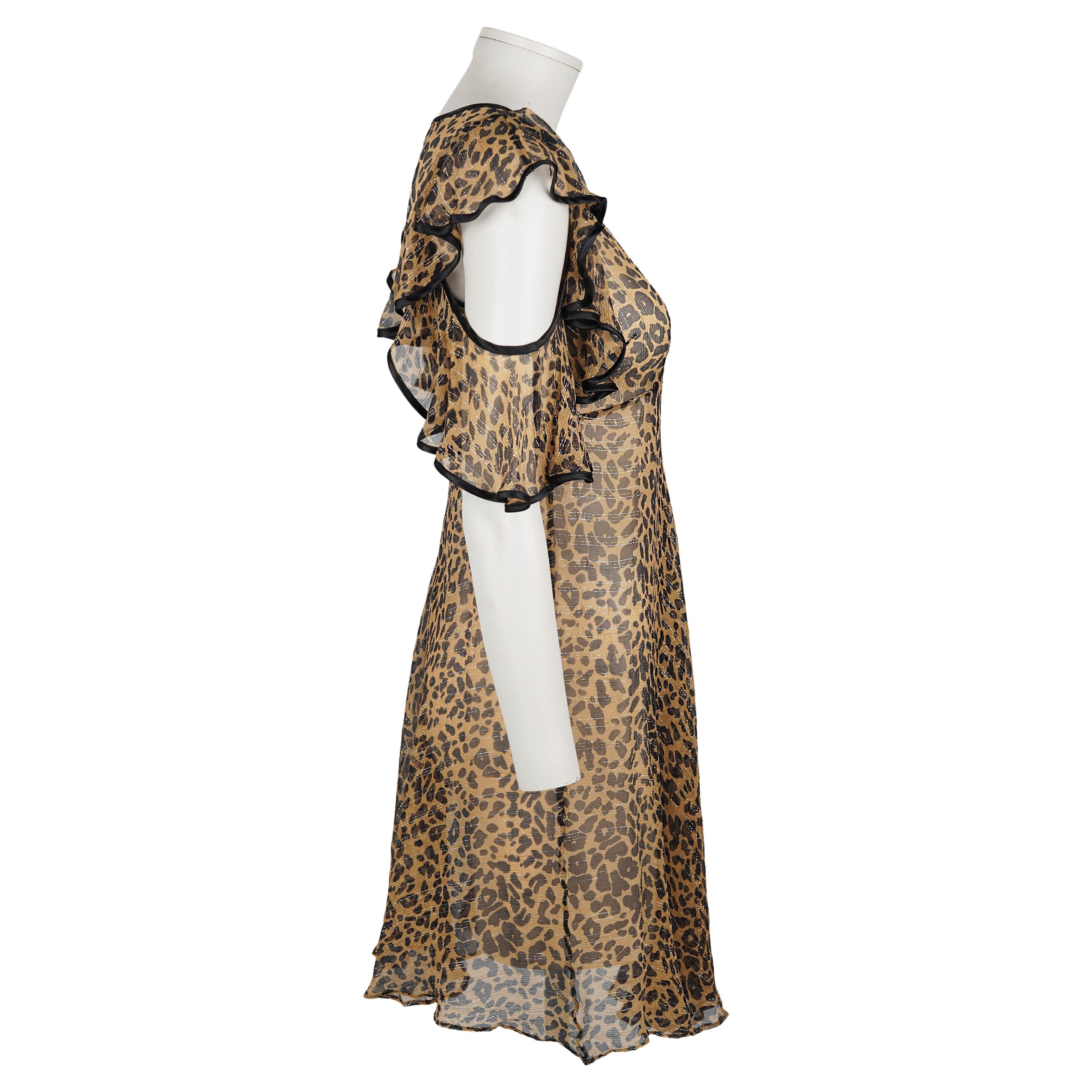 De las mujeres Vestido John Galliano de mezcla de seda con estampado de leopardo e hilo metálico, c. 2002-2004 en venta