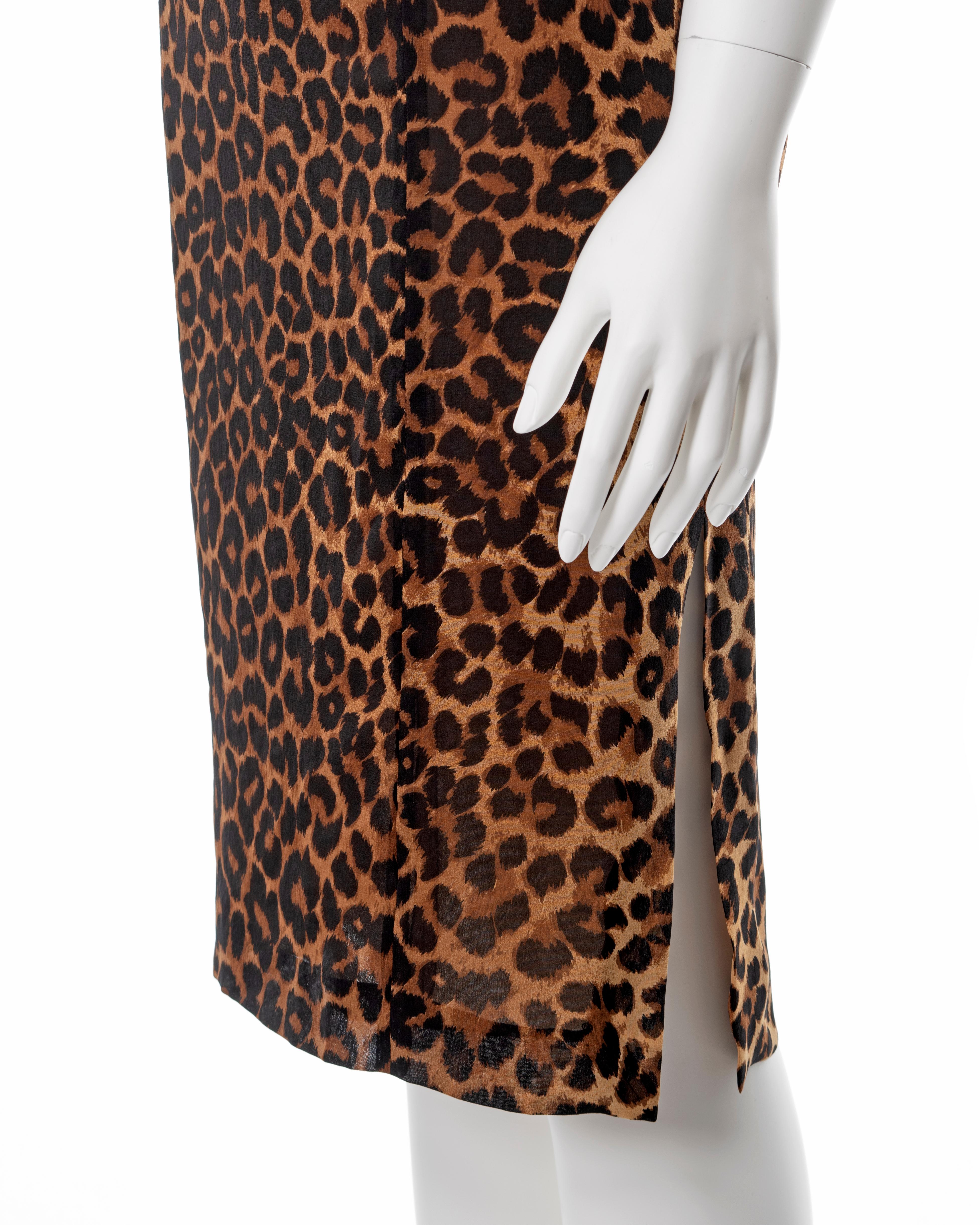 John Galliano leopard print silk slip dress and cashmere cardigan set, ss 1999 6
