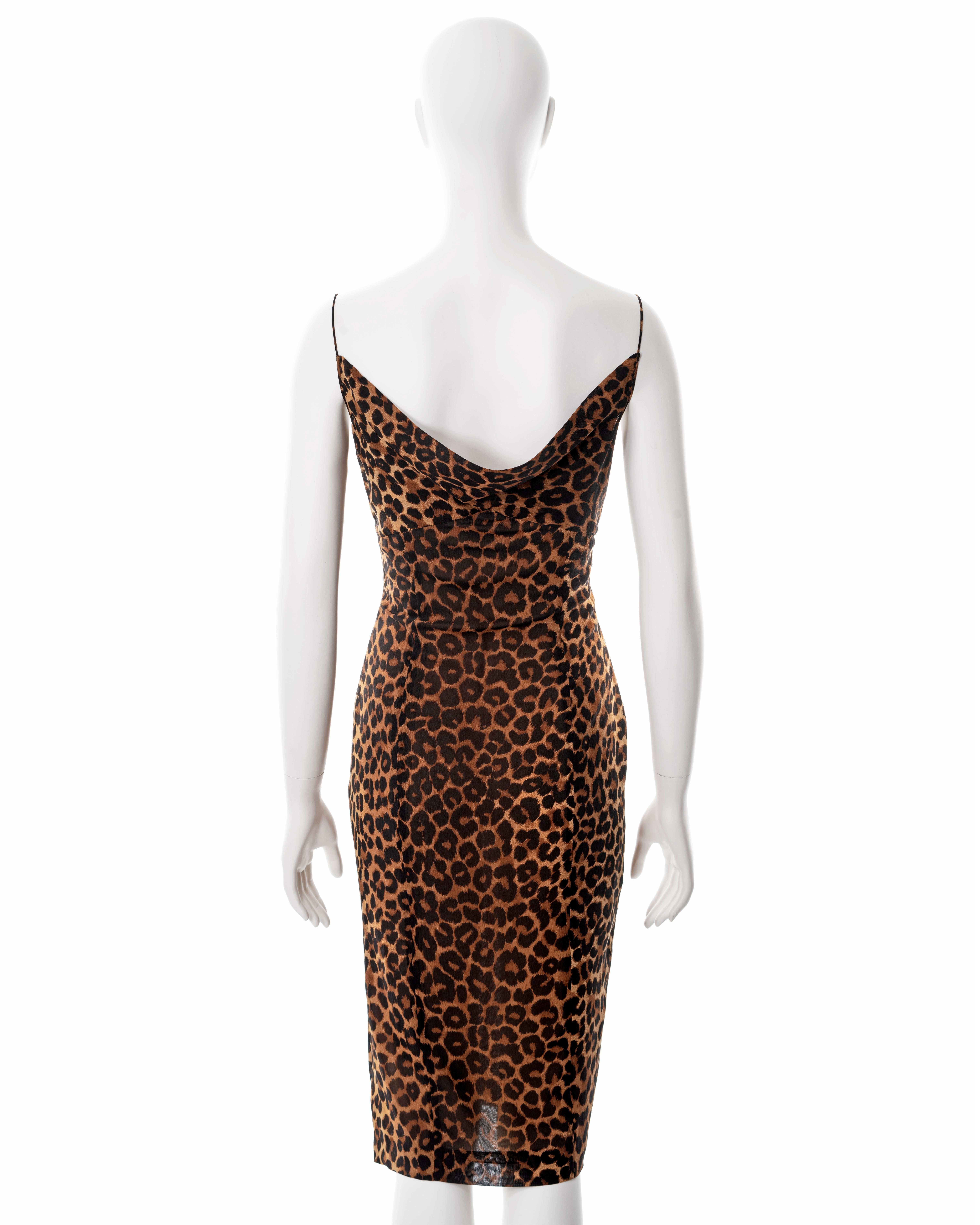 John Galliano leopard print silk slip dress and cashmere cardigan set, ss 1999 7