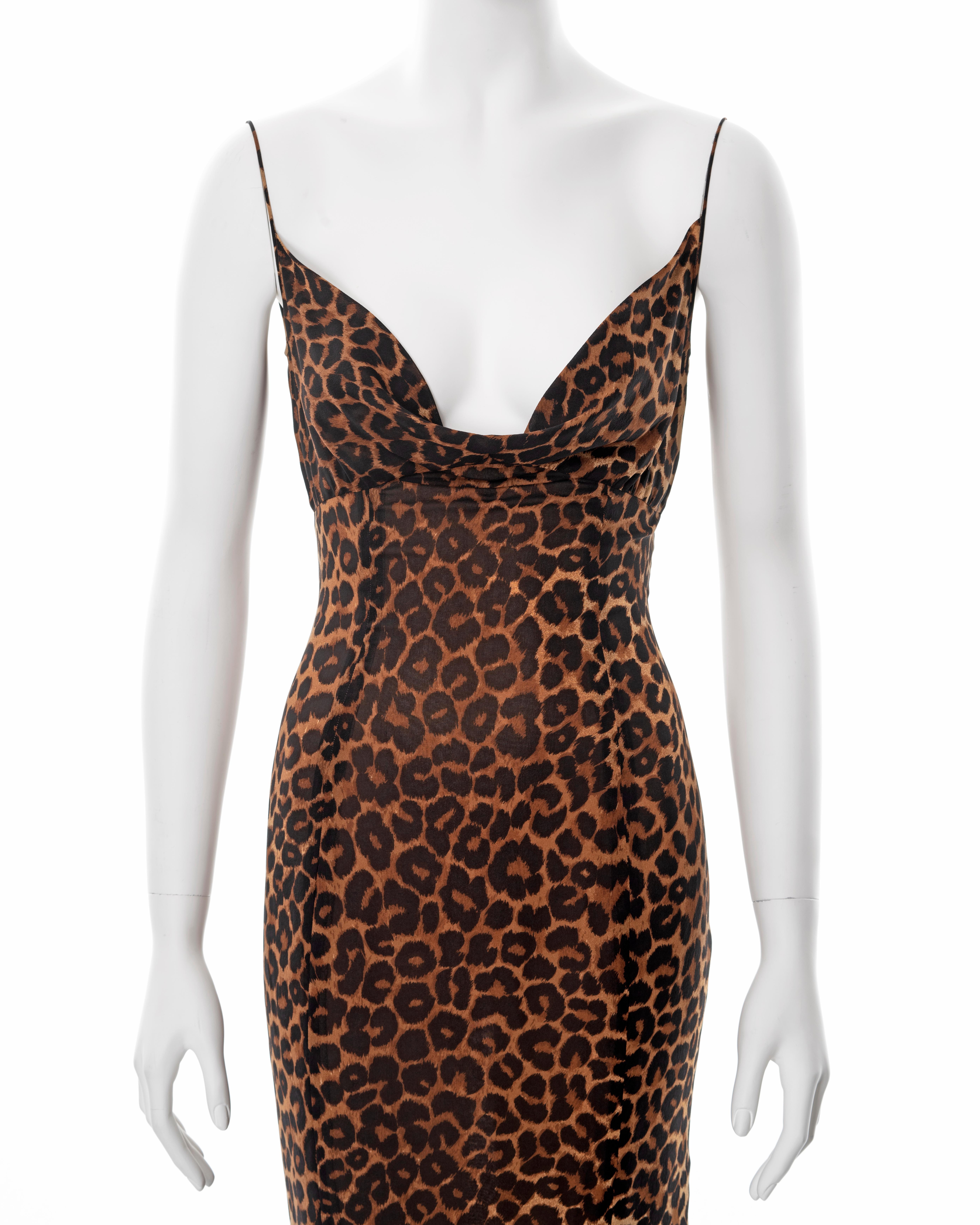 John Galliano leopard print silk slip dress and cashmere cardigan set, ss 1999 1