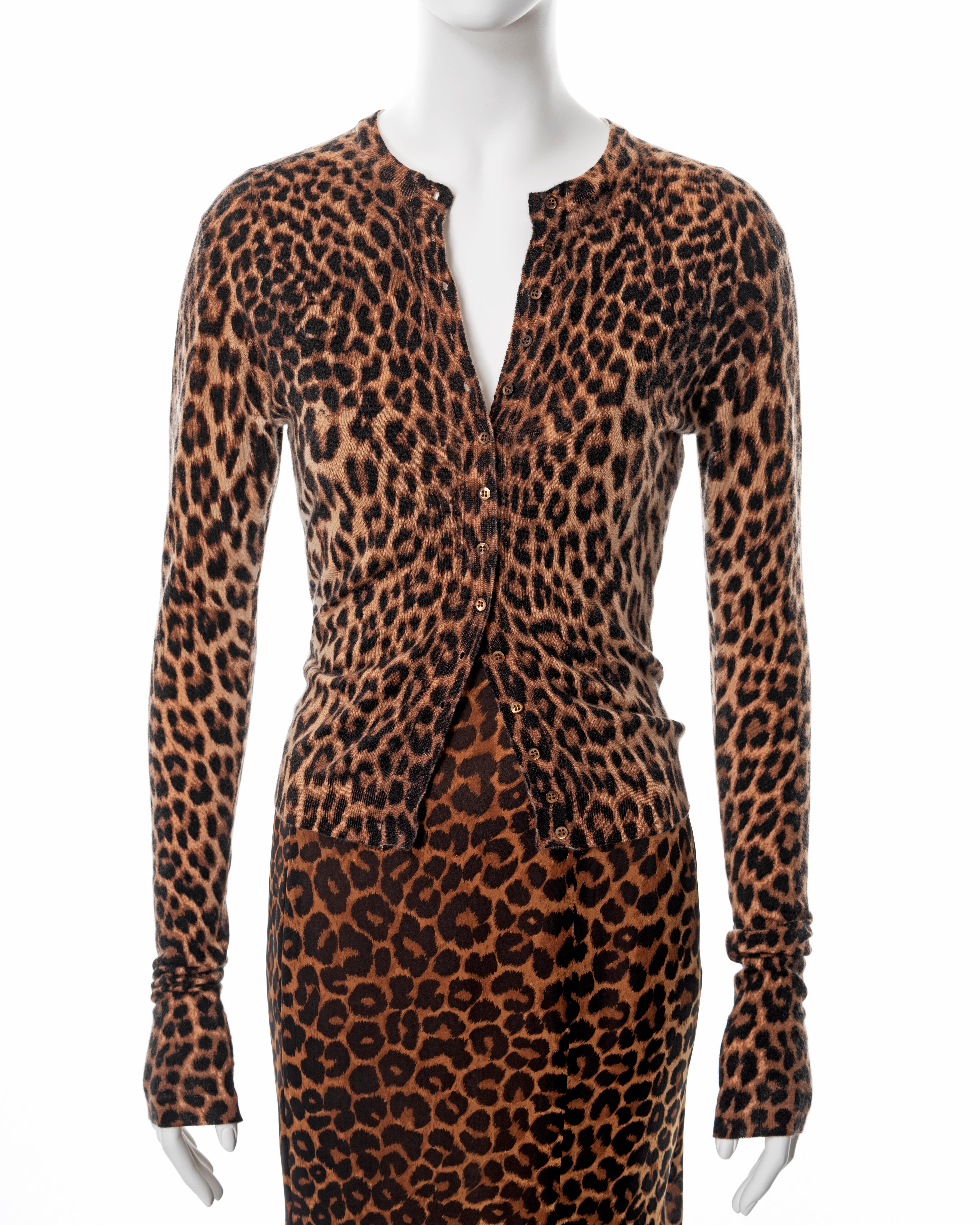 John Galliano leopard print silk slip dress and cashmere cardigan set, ss 1999 3