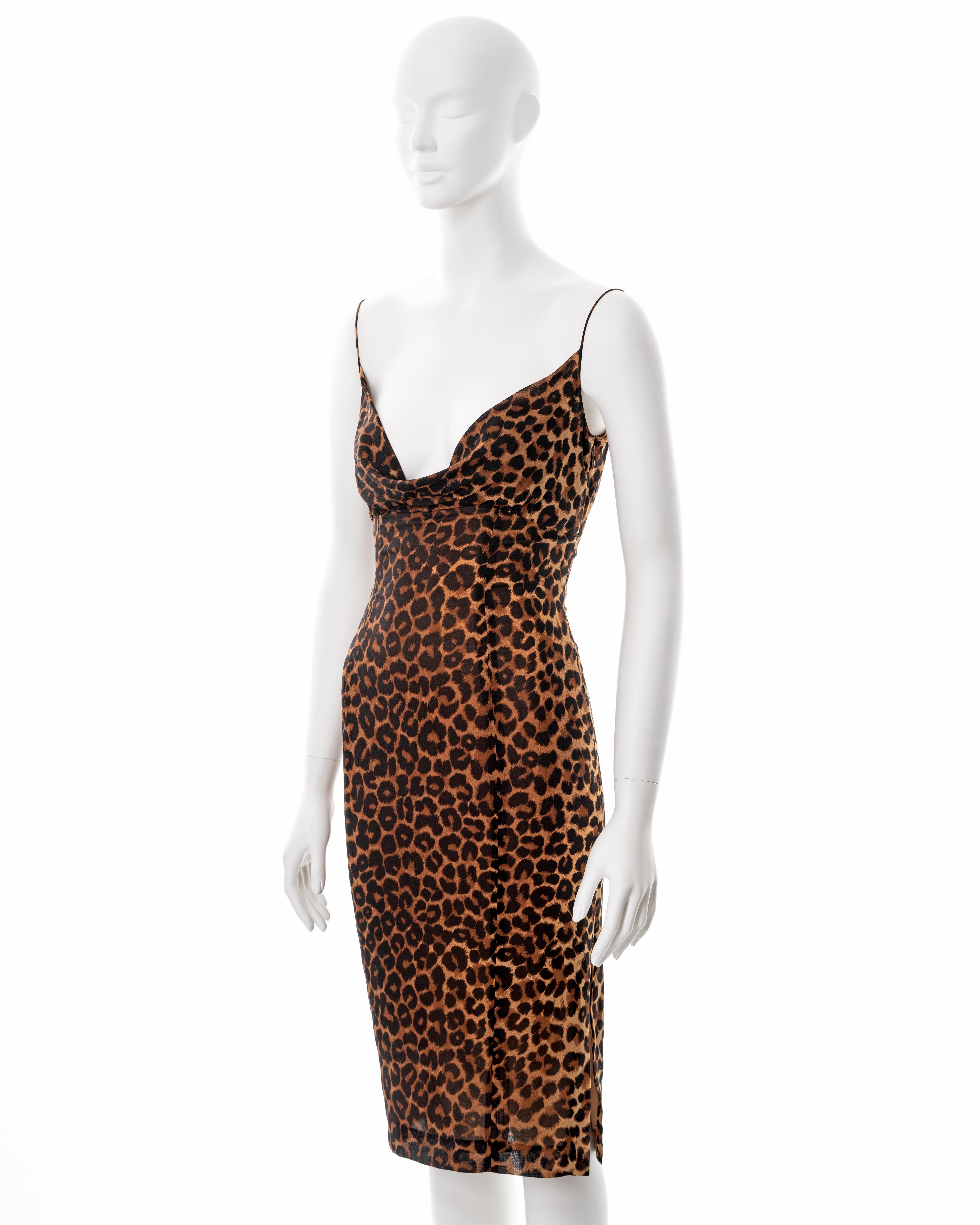 John Galliano leopard print silk slip dress and cashmere cardigan set, ss 1999 4