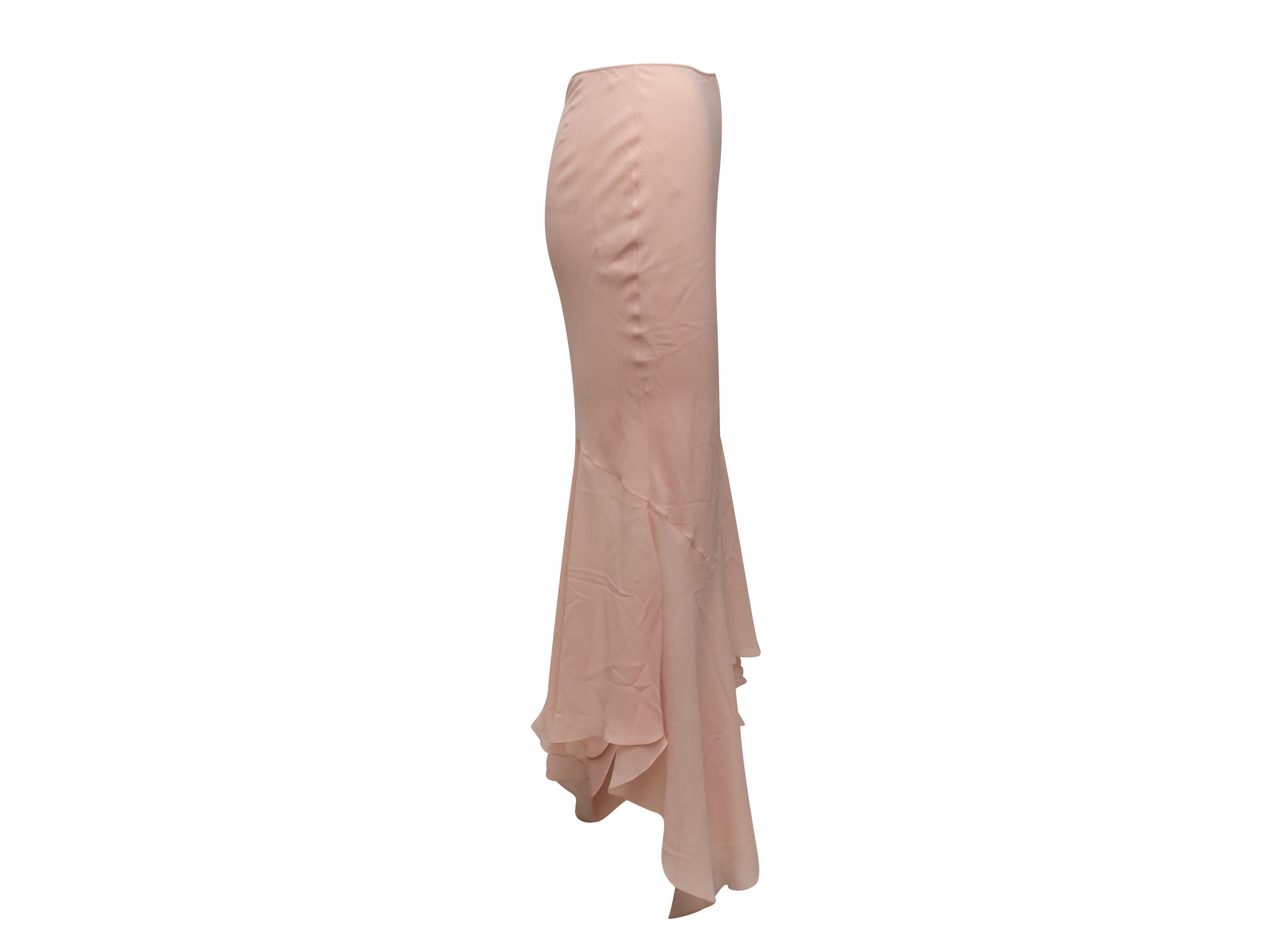 John Galliano Gonna asimmetrica in seta rosa chiaro 1