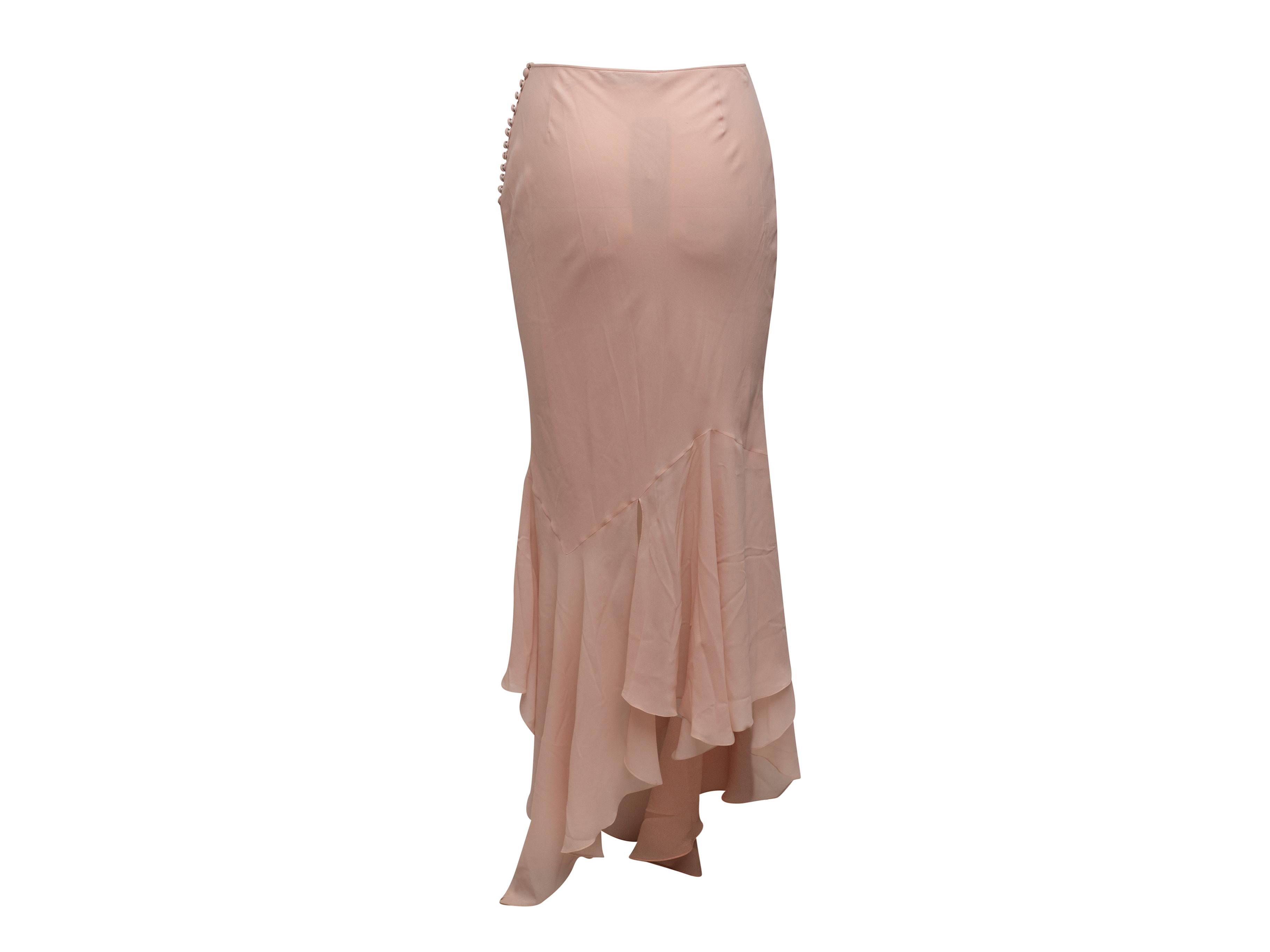John Galliano Gonna asimmetrica in seta rosa chiaro 2