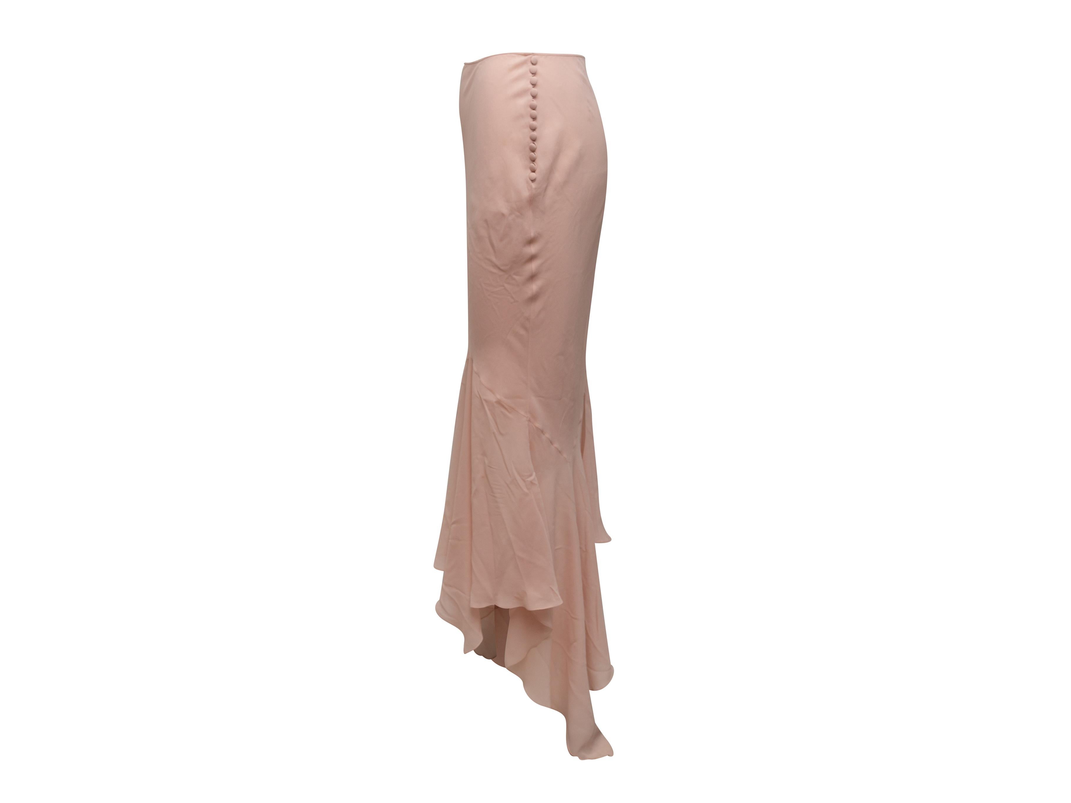 John Galliano Gonna asimmetrica in seta rosa chiaro 3
