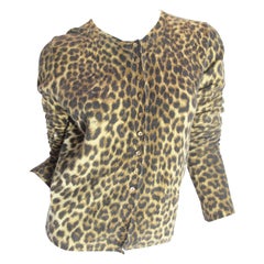 John Galliano Lightweight Leopard Angora and Wool Cardigan