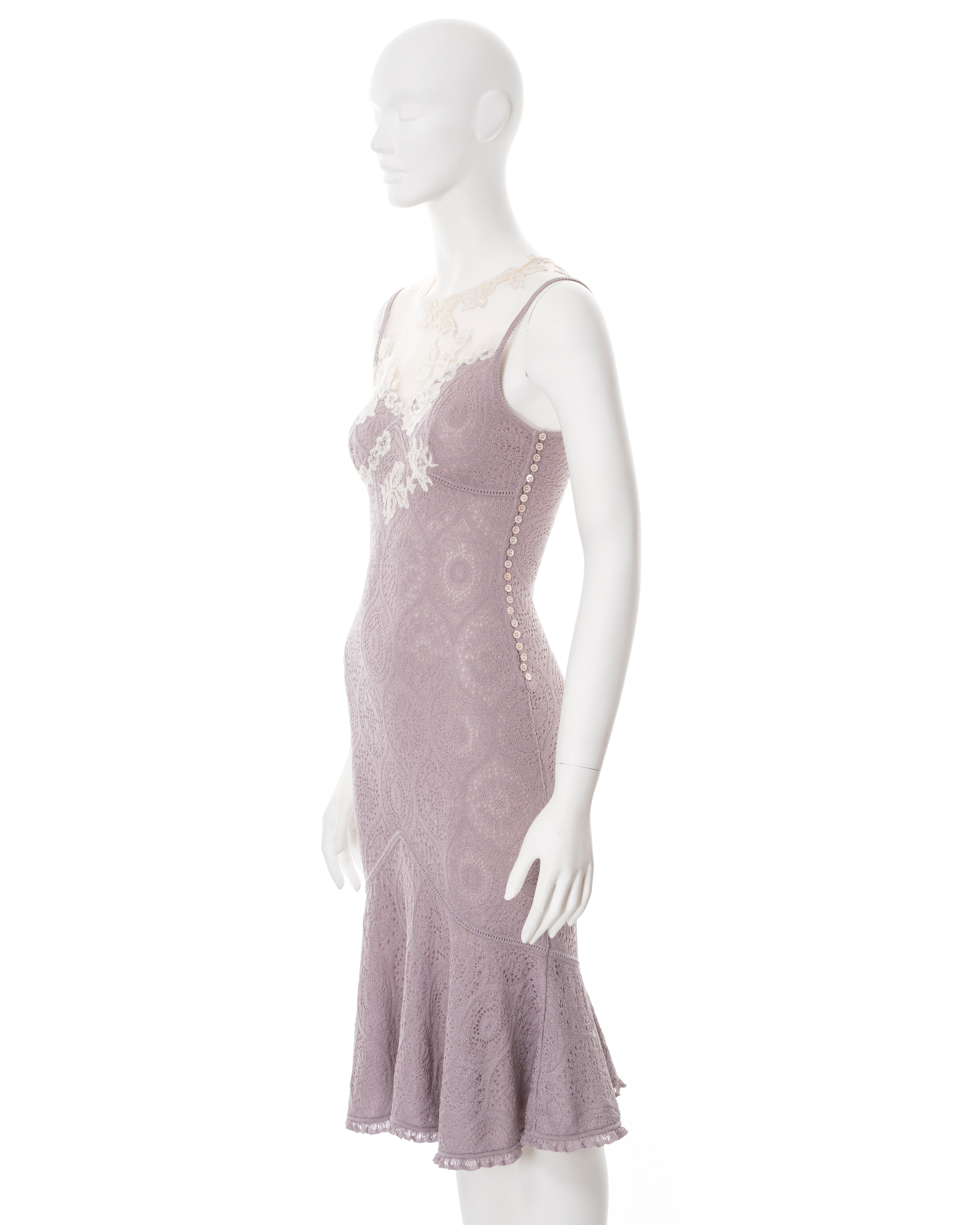 John Galliano lilac knitted lace dress with cream lace and mesh, ss 1998 6