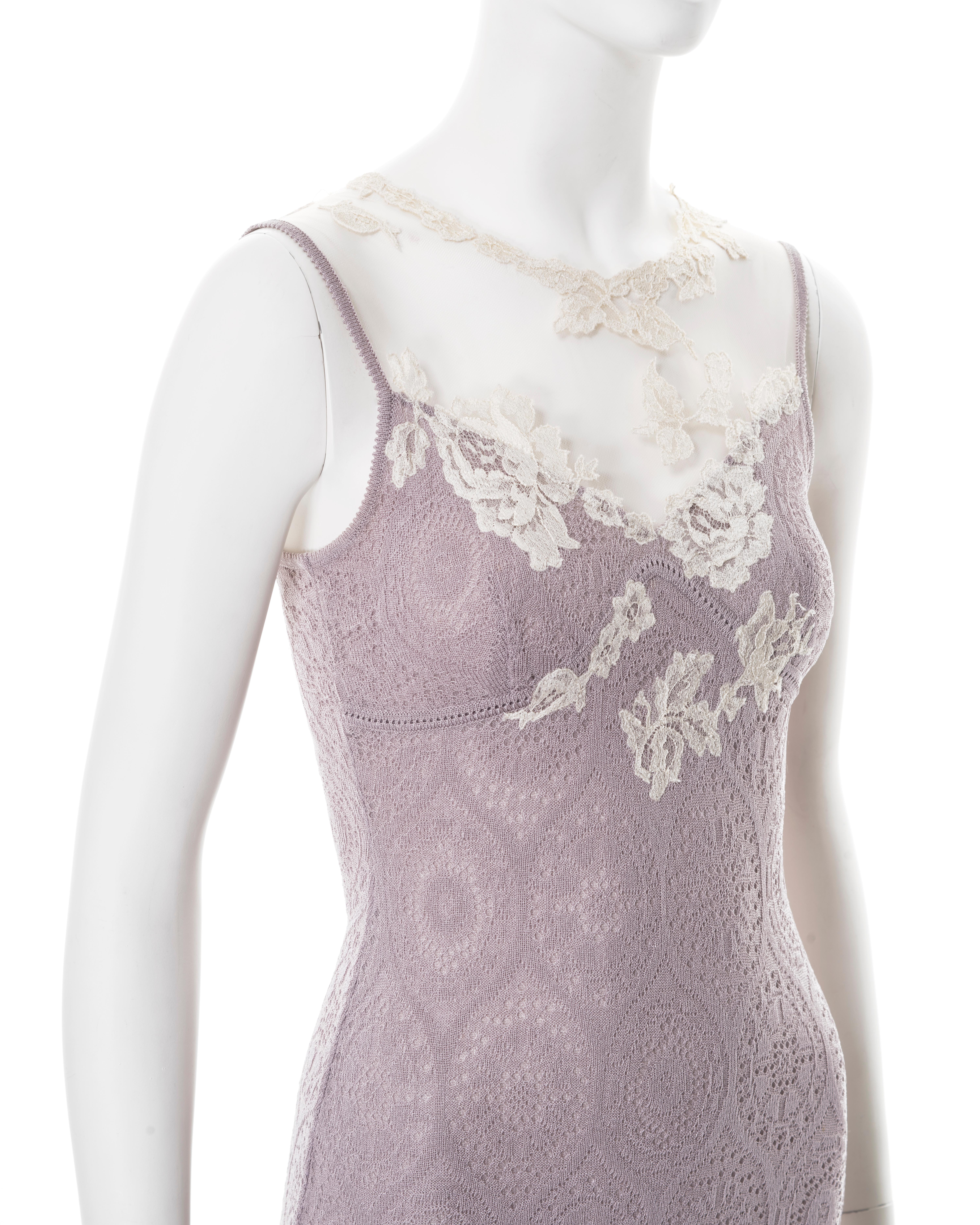 John Galliano lilac knitted lace dress with cream lace and mesh, ss 1998 2