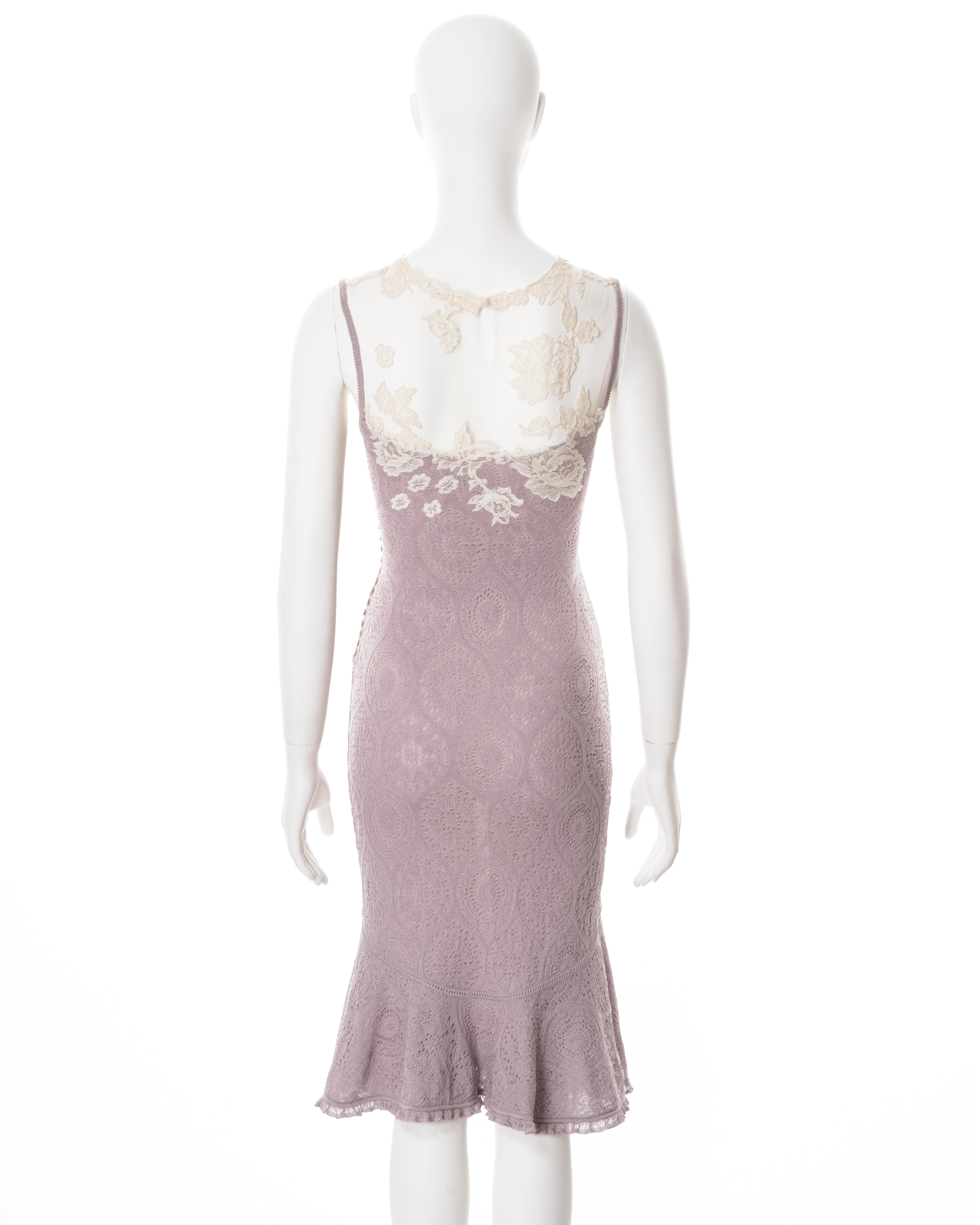 John Galliano lilac knitted lace dress with cream lace and mesh, ss 1998 4