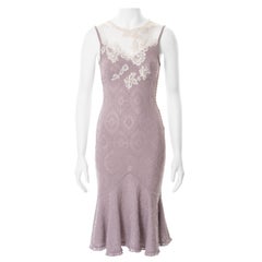 John Galliano lilac knitted lace dress with cream lace and mesh, ss 1998