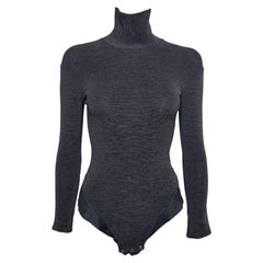 John Galliano London S/S 1987 Charcoal Fine-Knit Turtleneck Bodysuit
