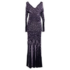 John Galliano Long Purple and Lilac Wool Dress