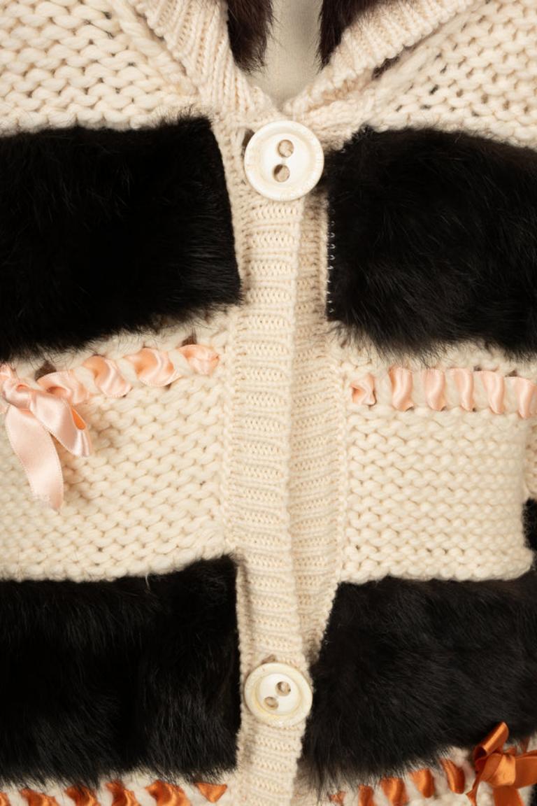 John Galliano Long Wool-Crochet Cardigan For Sale 1
