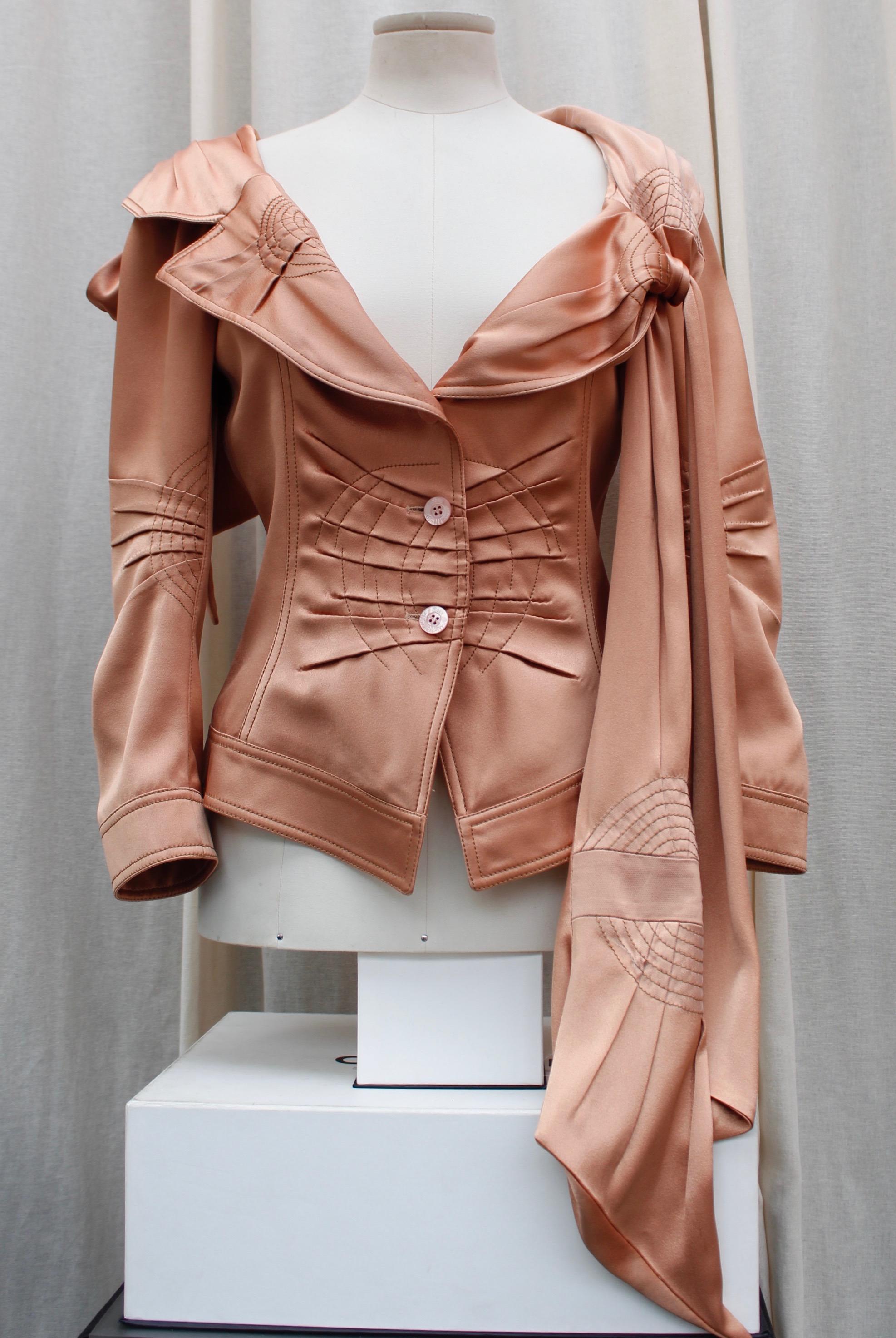 John Galliano lovely powder pink jacket and vest set In Good Condition For Sale In Paris, FR