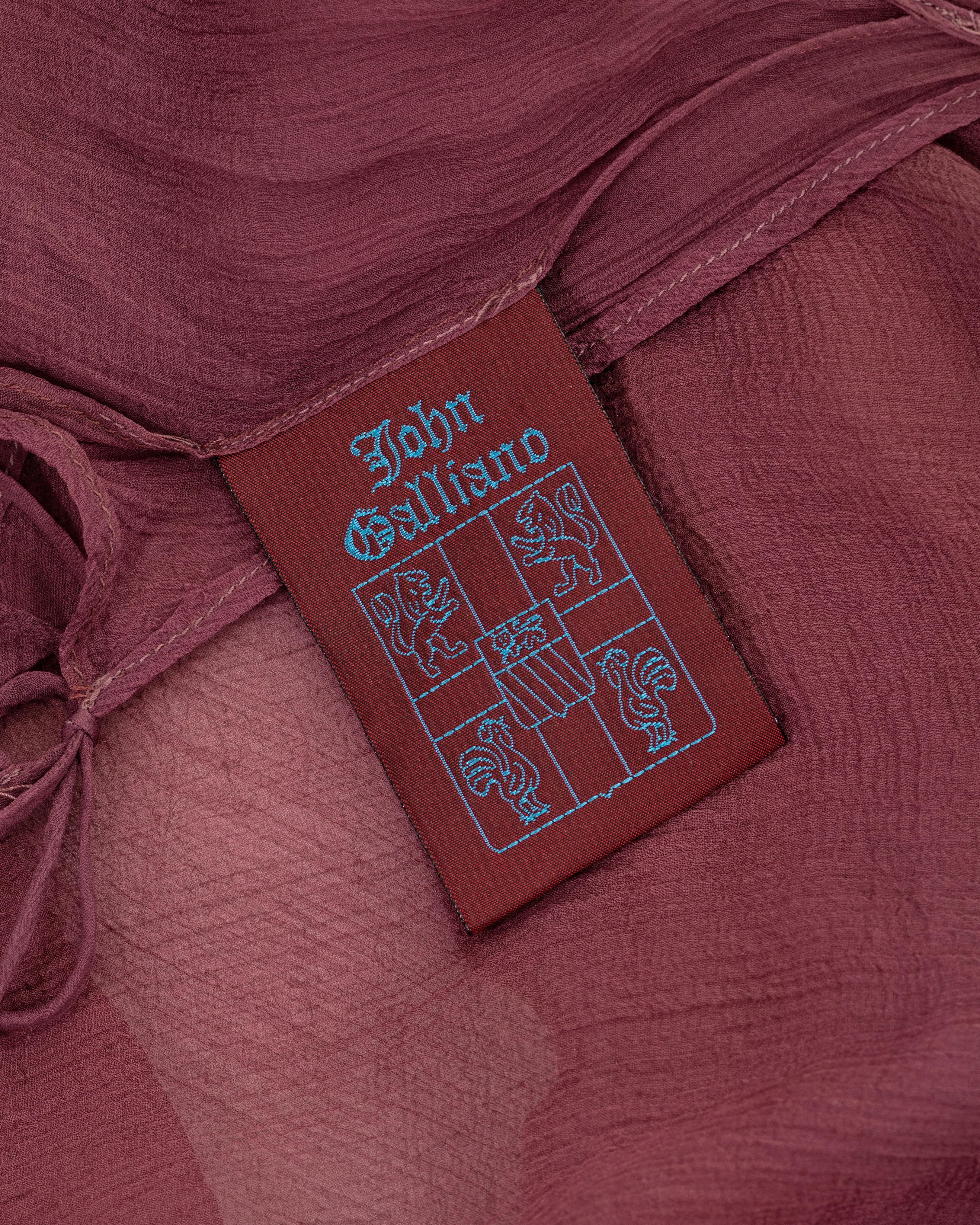 John Galliano - Robe de soirée en mousseline de soie marron coupée en biais, printemps-été 1993 en vente 10