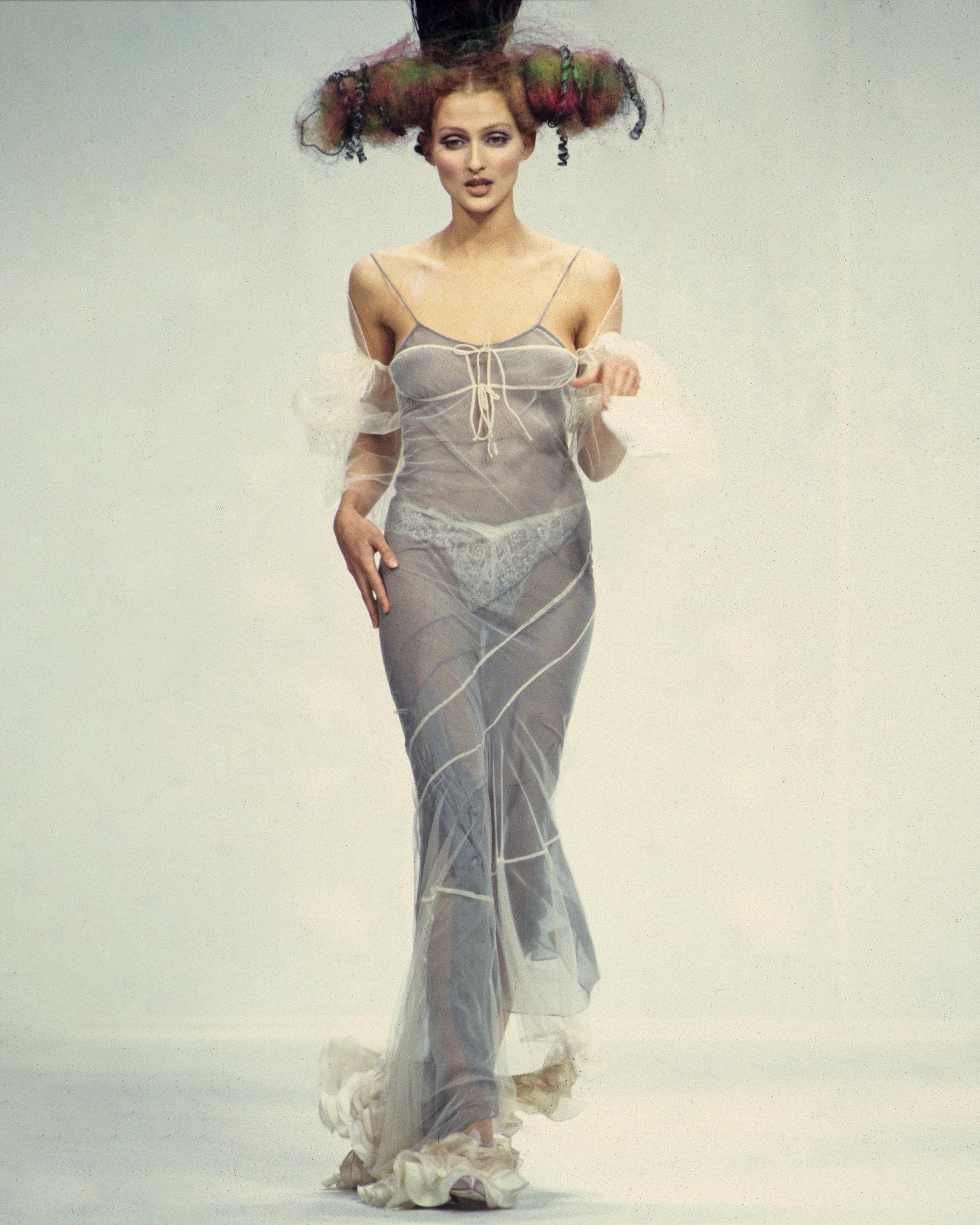John Galliano maroon bias-cut silk chiffon evening slip dress, ss 1993 In Good Condition For Sale In London, GB
