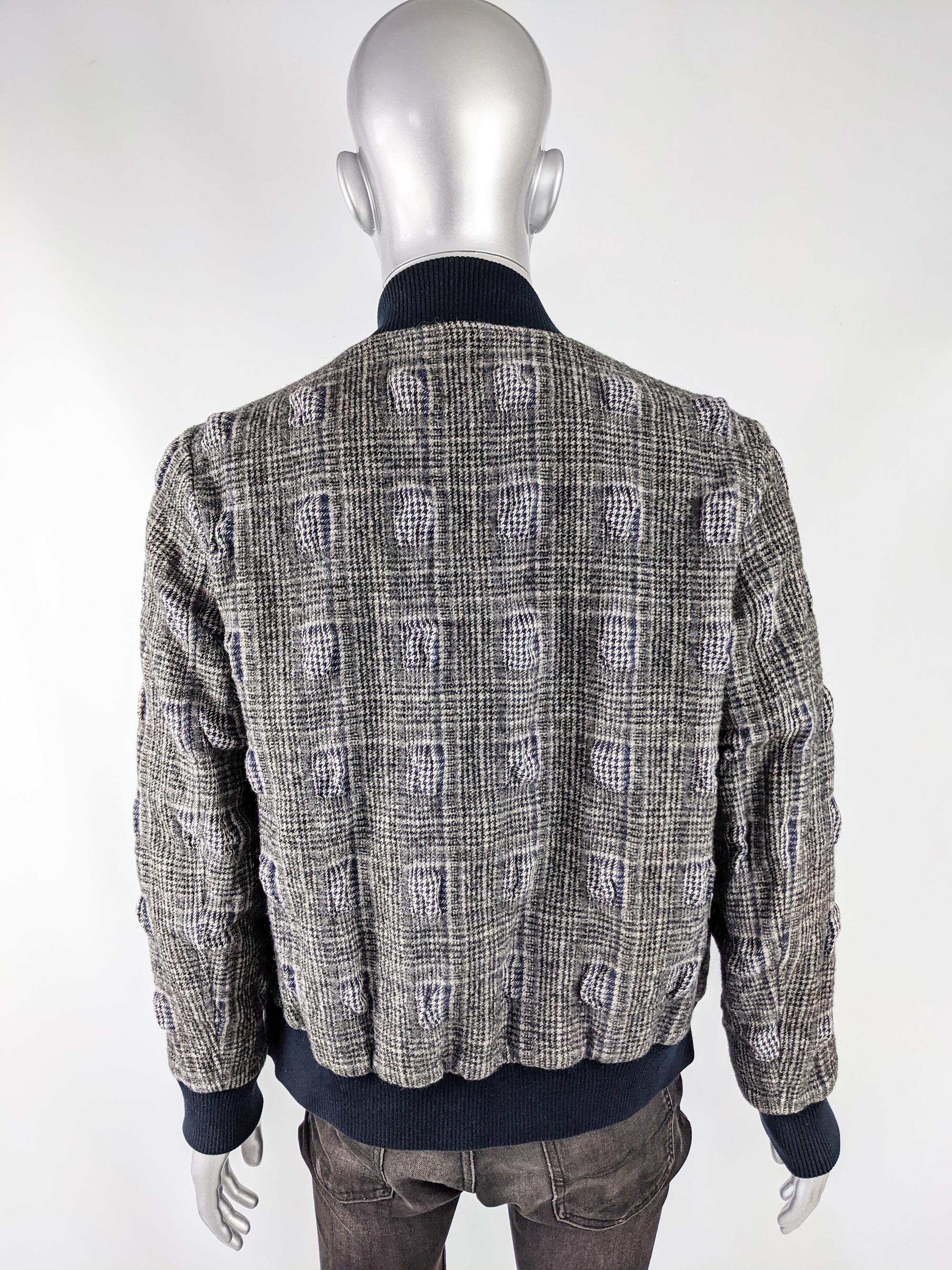 Men's John Galliano Mens Prince of Wales Check Textured Wool Bomber Jacket, 2000s