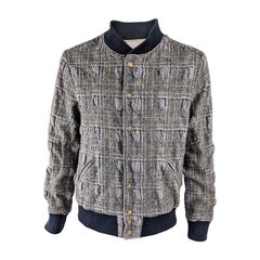 John Galliano Mens Prince of Wales Check Textured Wool Bomber Jacket, 2000s