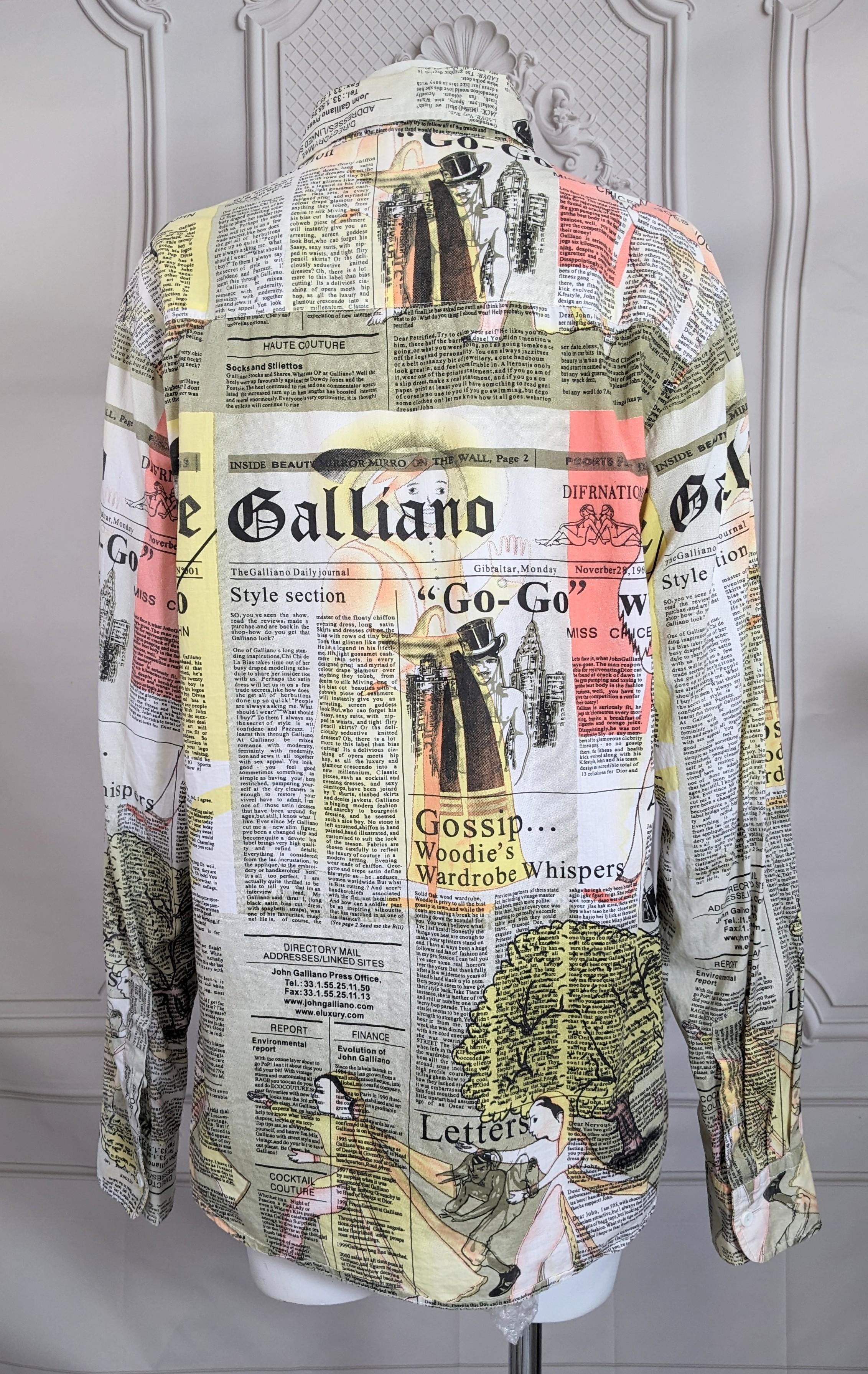 Camisa para hombre John Galliano, Gaceta Papel Prensa en venta 1