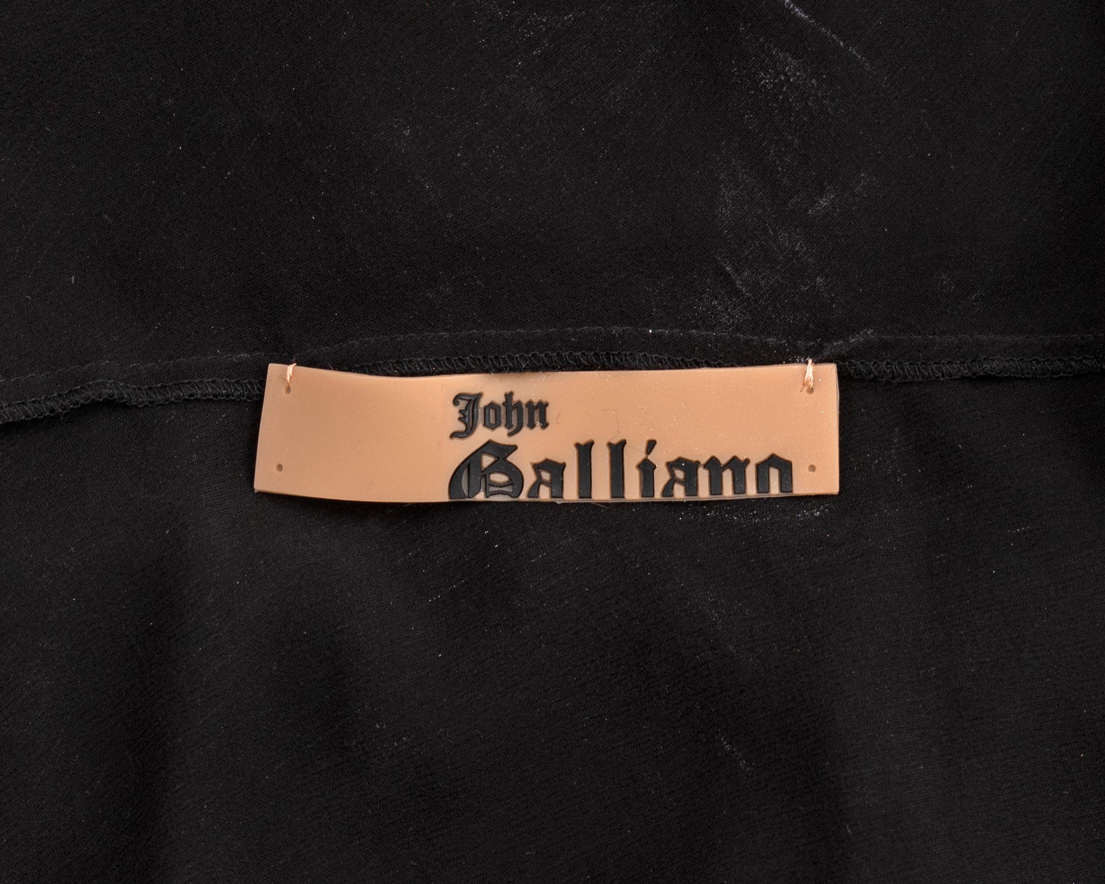 John Galliano metallic black bias cut chiffon evening dress, fw 2003 For Sale 8
