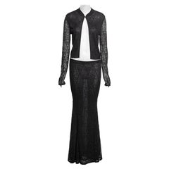 John Galliano Metallic Black Knit Lace 3-Piece Cardigan, Cami 
Gonna, FW 1999