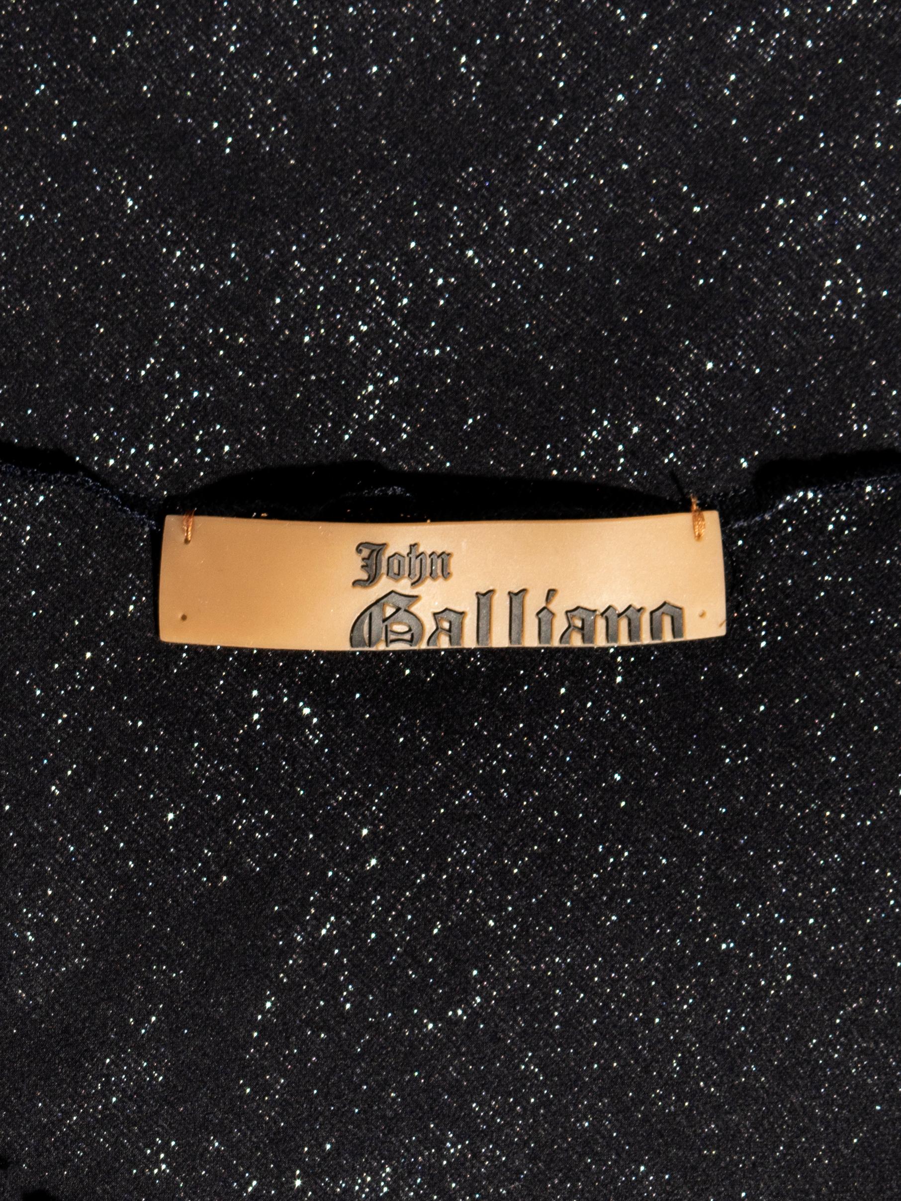 John Galliano metallic blue silk lurex and lace evening slip dress, ss 2004 For Sale 7