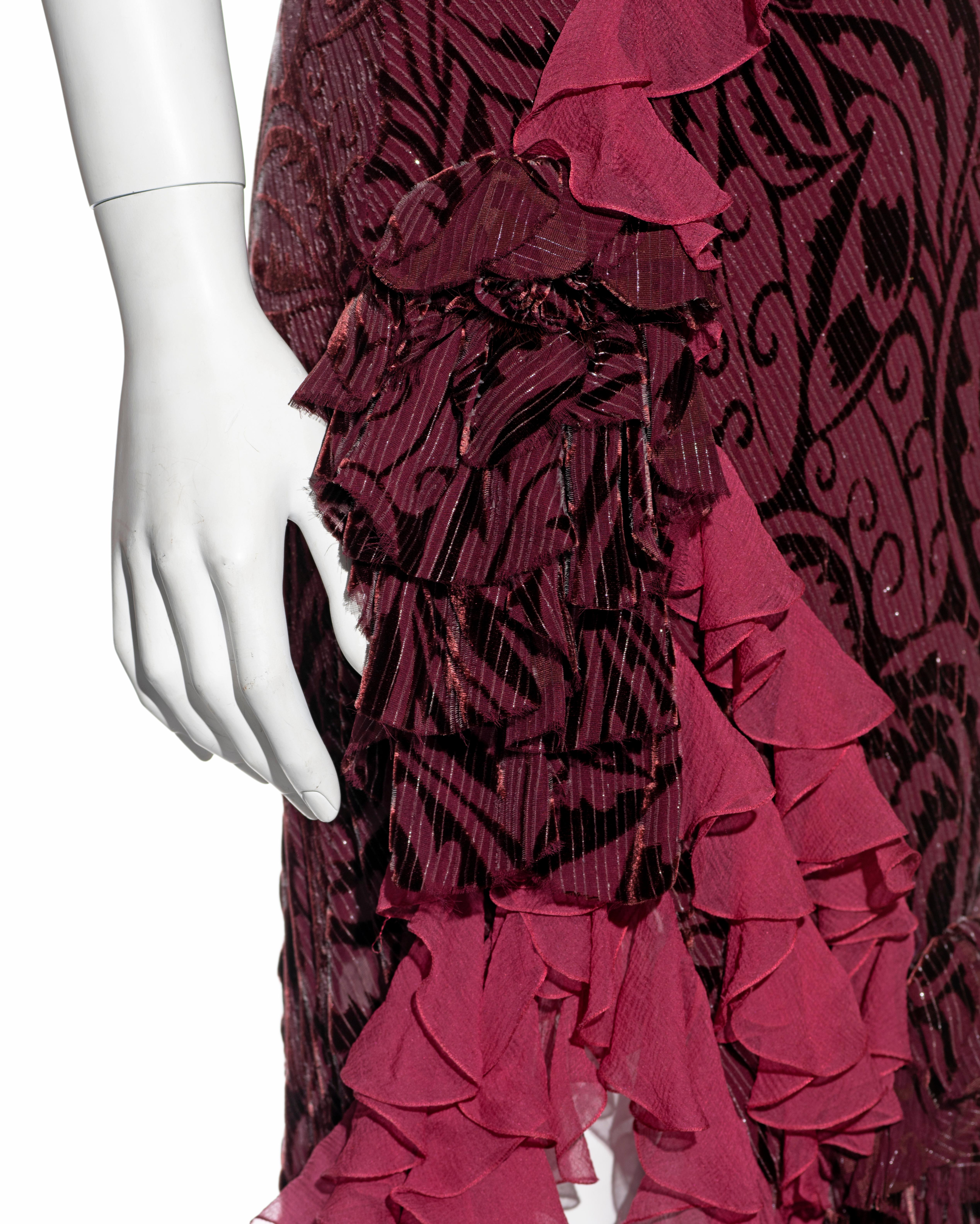 John Galliano metallic plum bias cut chiffon evening dress, fw 2003 2