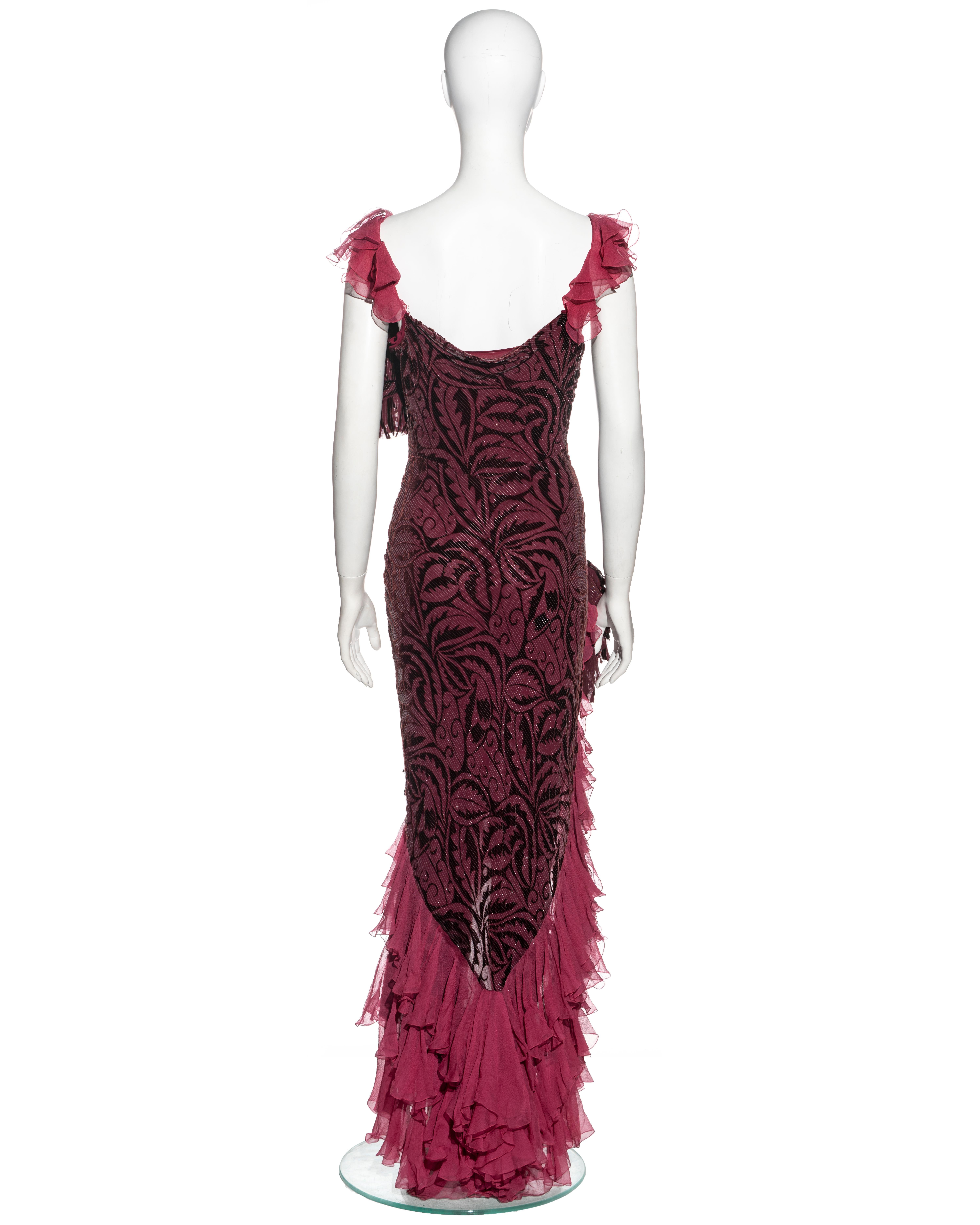 John Galliano metallic plum bias cut chiffon evening dress, fw 2003 4